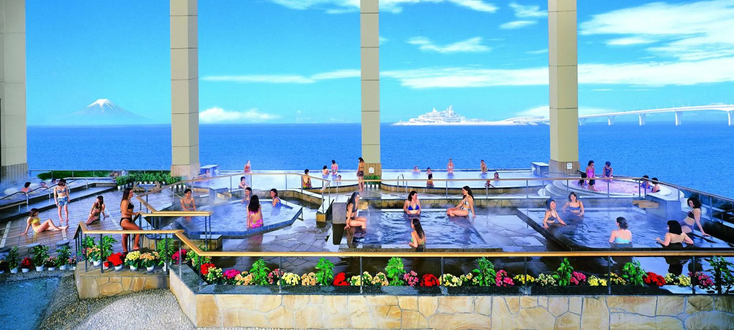 Hot Spring Bath in Ryugujo Spa Hotel Mikazuki Ryugutei