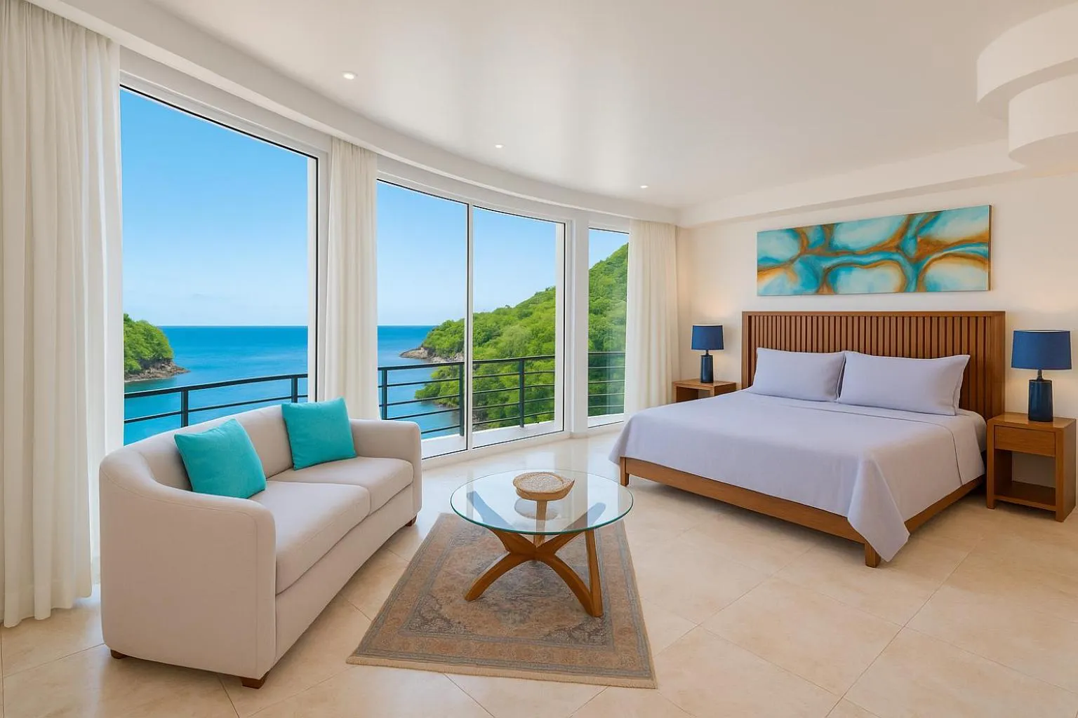 Bed in South Shore Villa Armonia Luxury Boutique