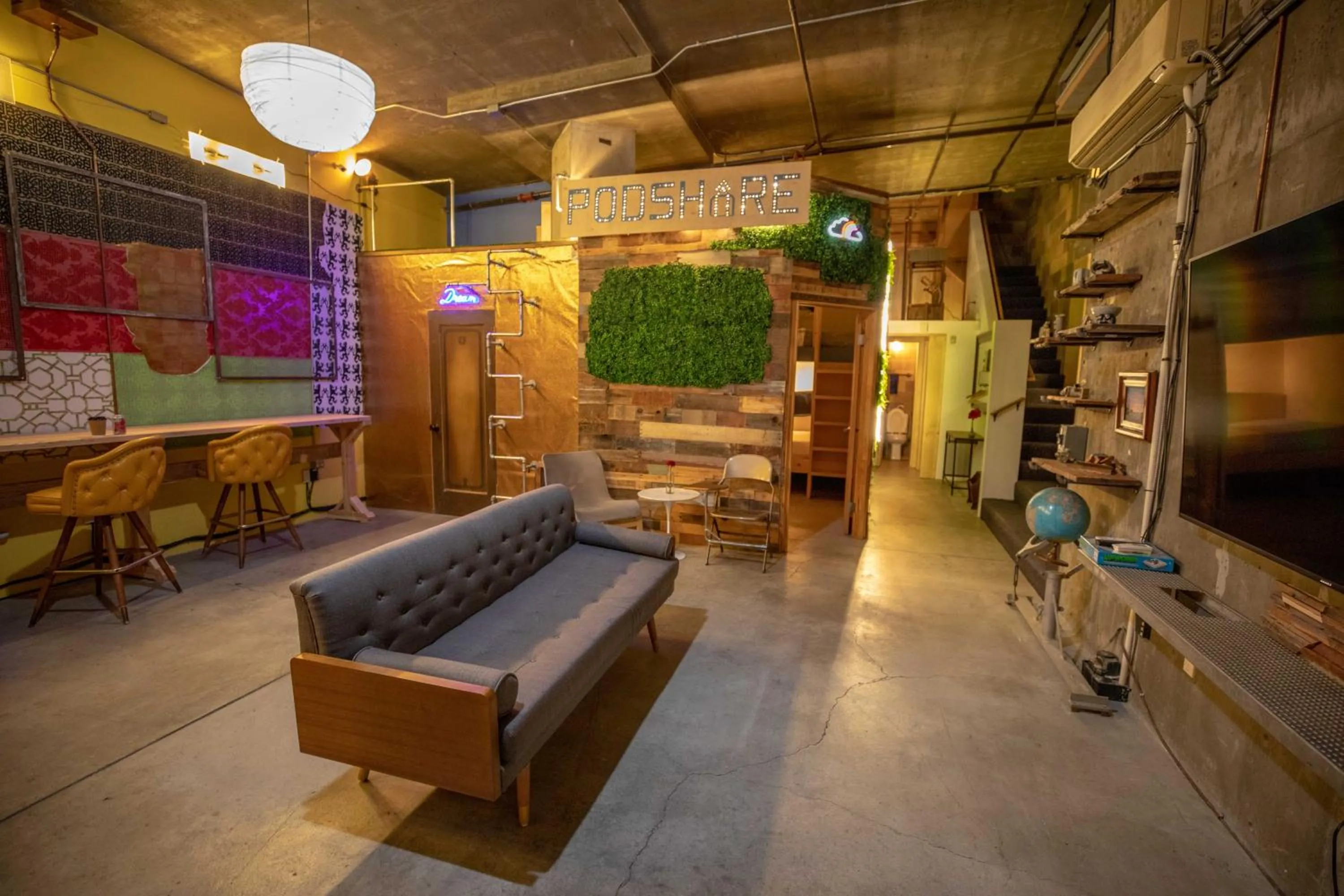 Communal lounge/ TV room in PodShare San Diego
