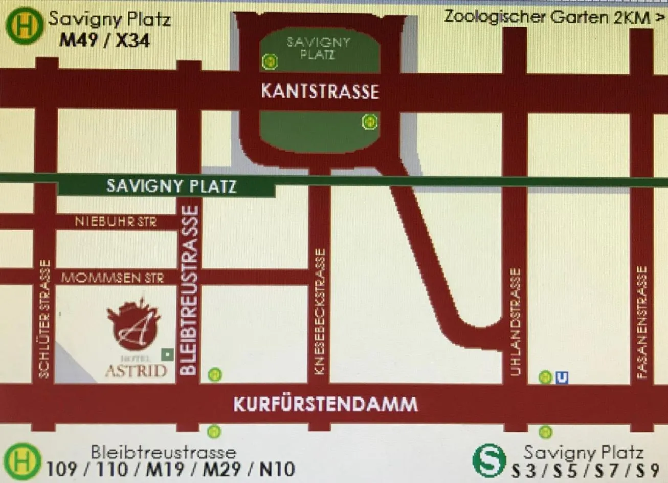 Location in Hotel Astrid am Kurfürstendamm