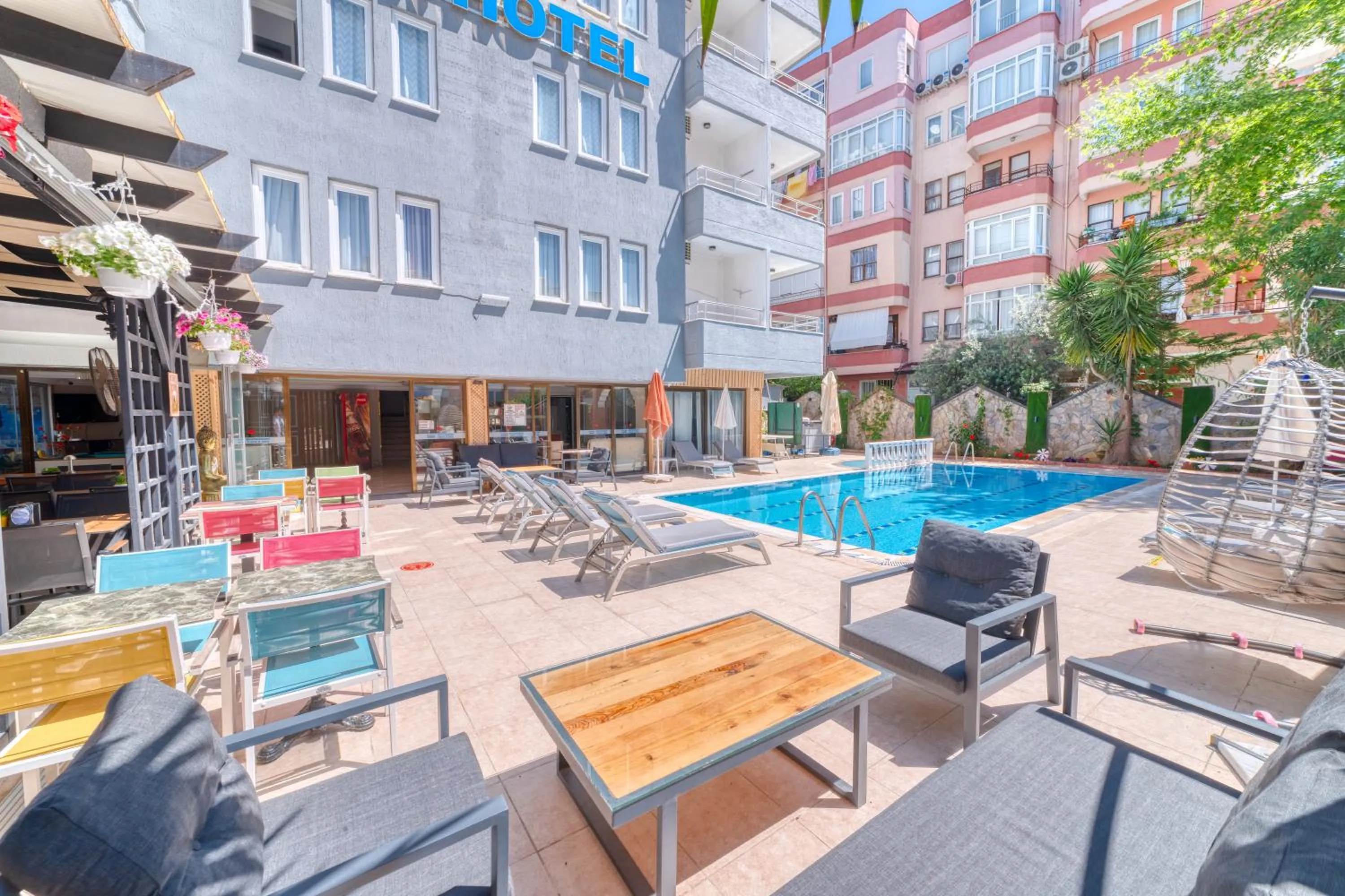 Pool view in Kleopatra ICARIA Apart Hotel