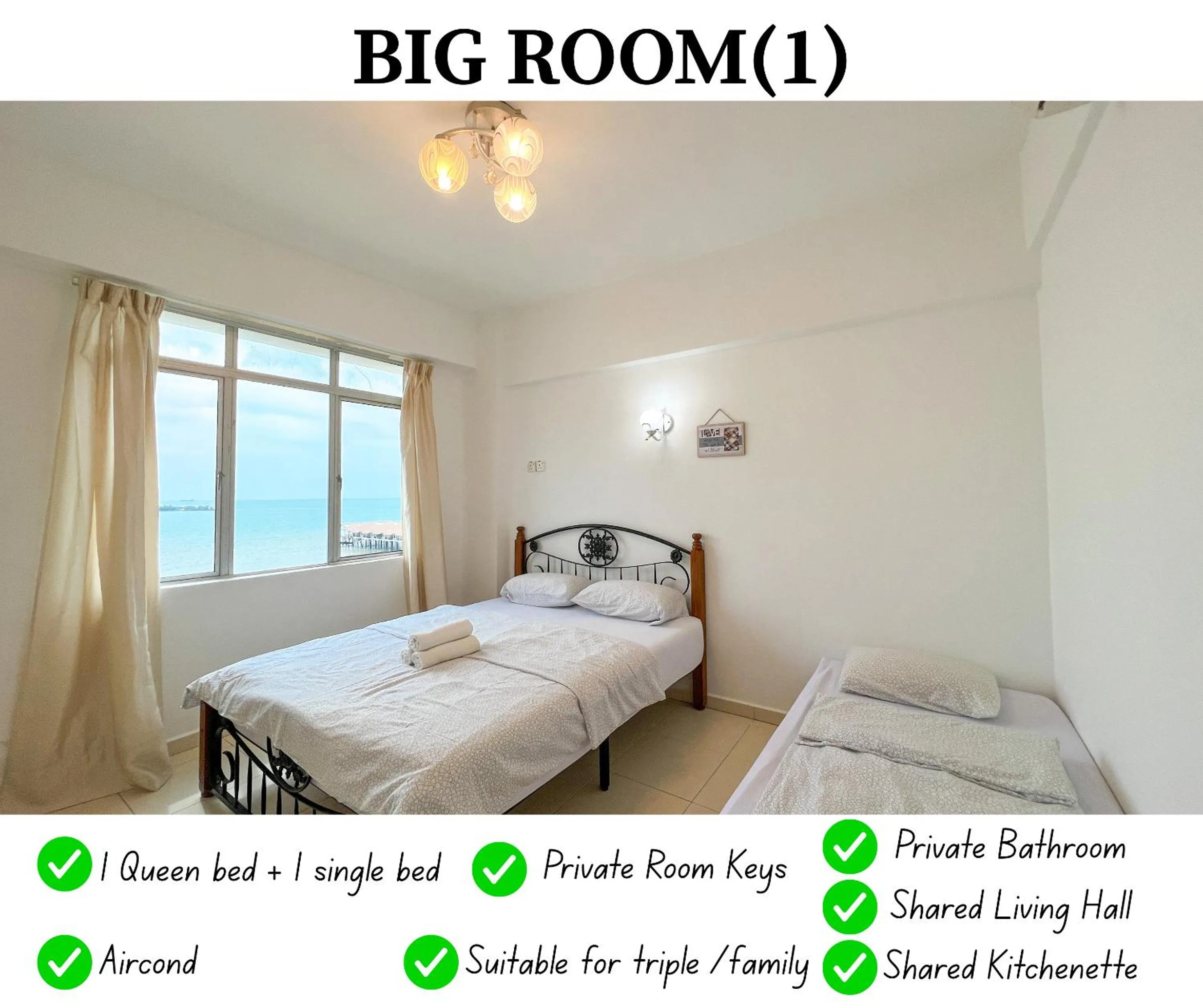 Bed in Maison Seaview Suites Port Dickson