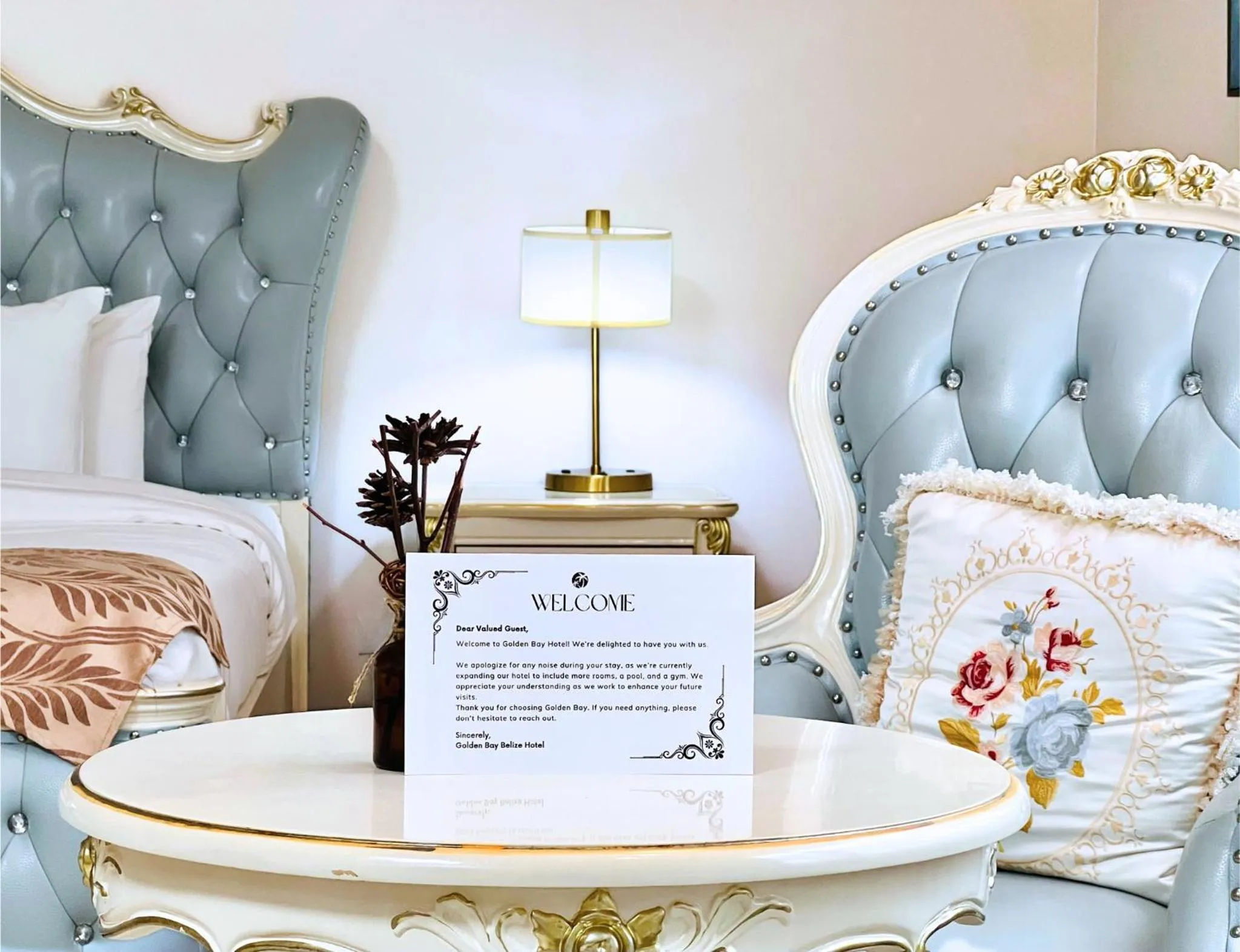 Bed in Golden Bay Belize Hotel