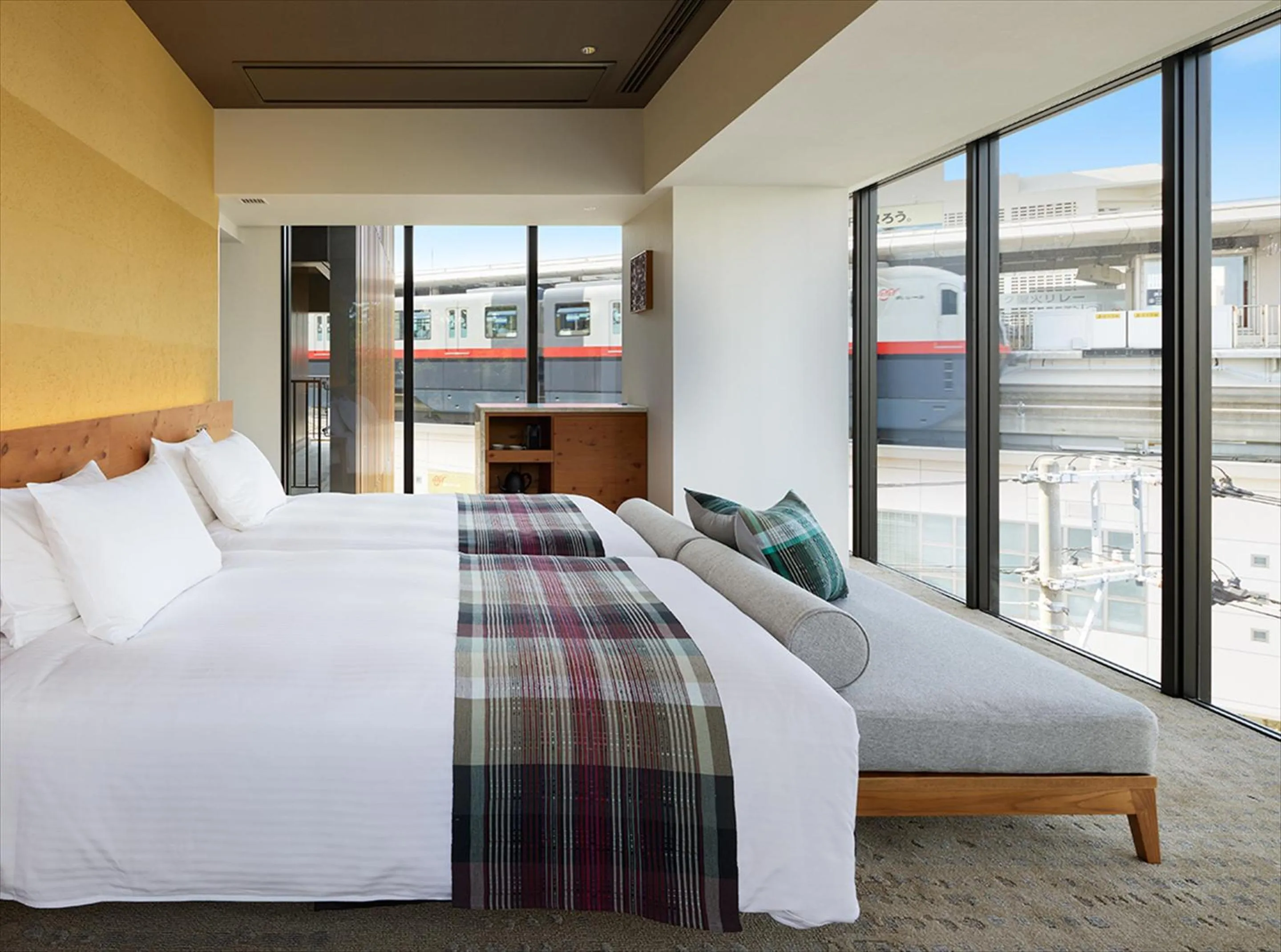 View (from property/room), Bed in HOTEL STRATA NAHA