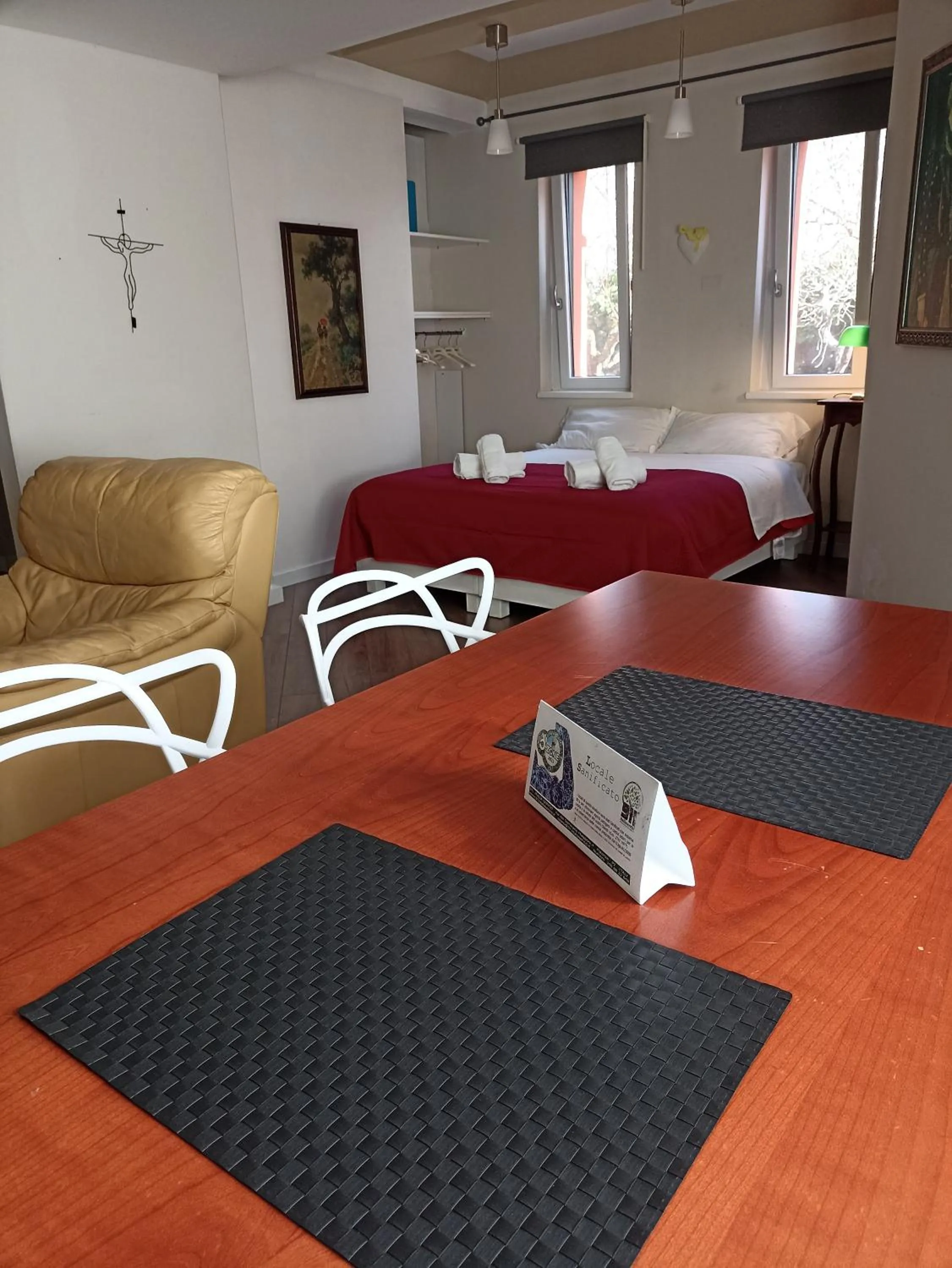 Photo of the whole room, Bed in open