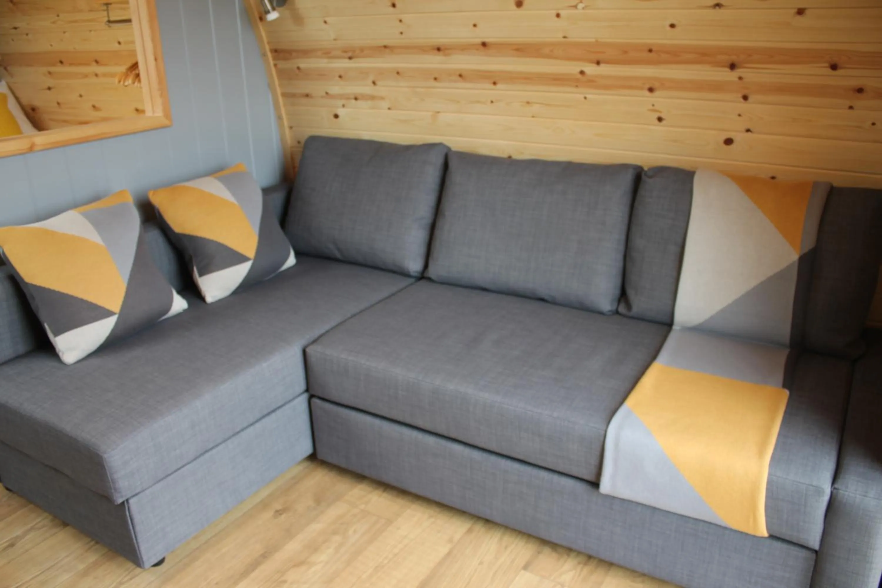 Seating area in North Star Glamping