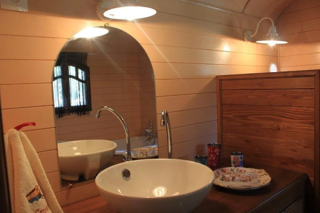 Bathroom in La roulotte "Les Saintes"