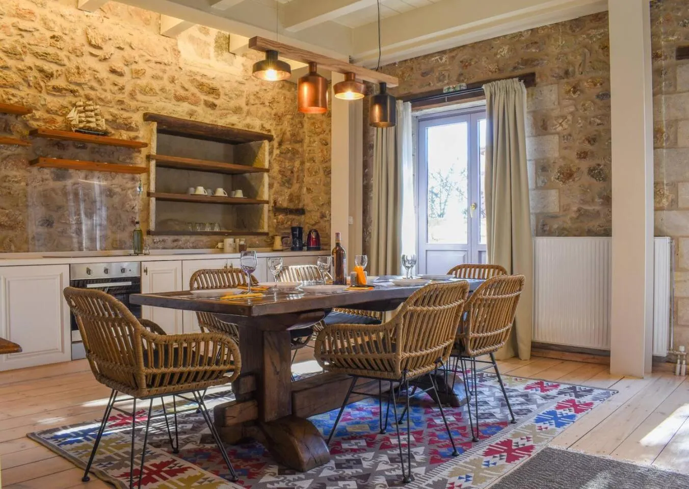 Dining area in Secluded Mountain Refuge - Theonimfi Paradise Gem