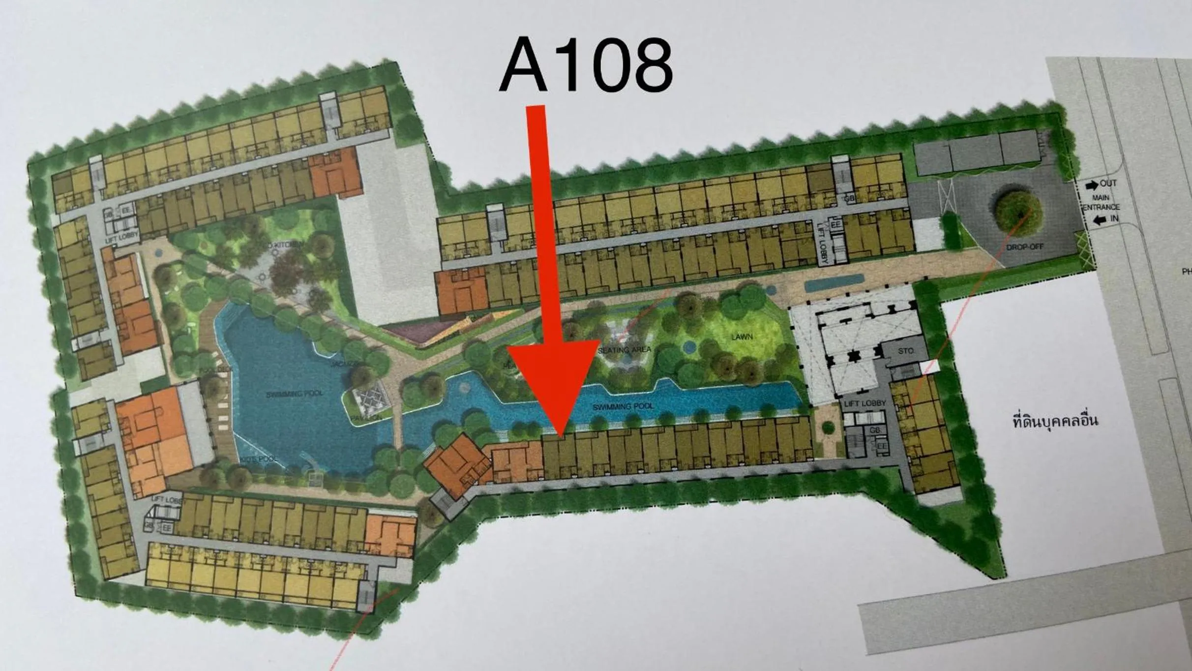 Floor plan in La Casita pool access condo HuaHin