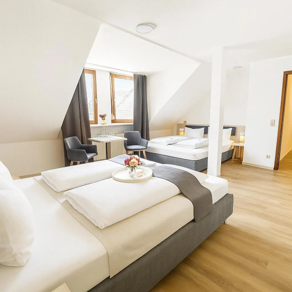 Bed in Hotel Daucher