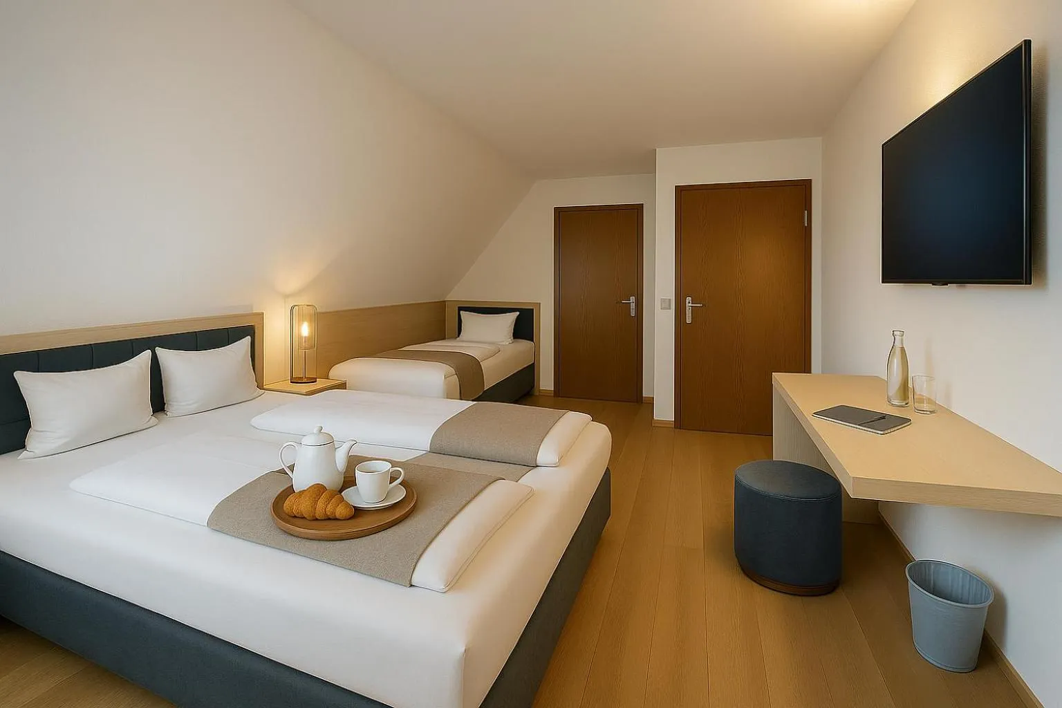 Bed in Hotel Daucher