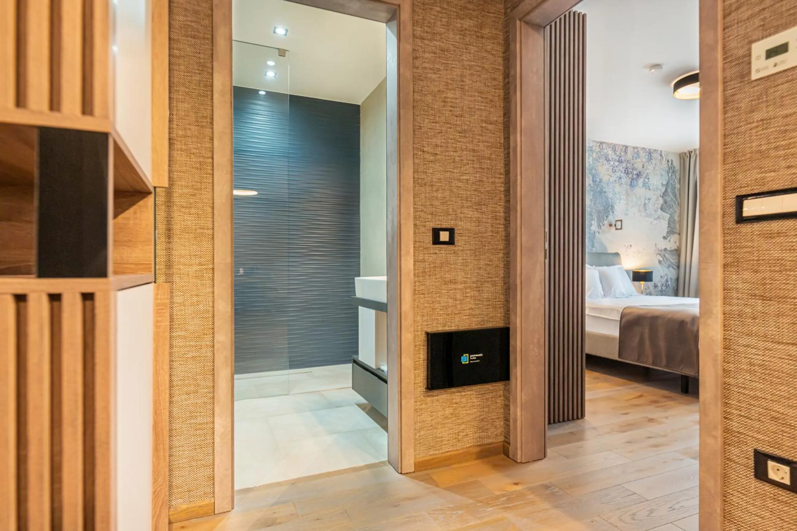 Bathroom, Bed in Promenada Studios