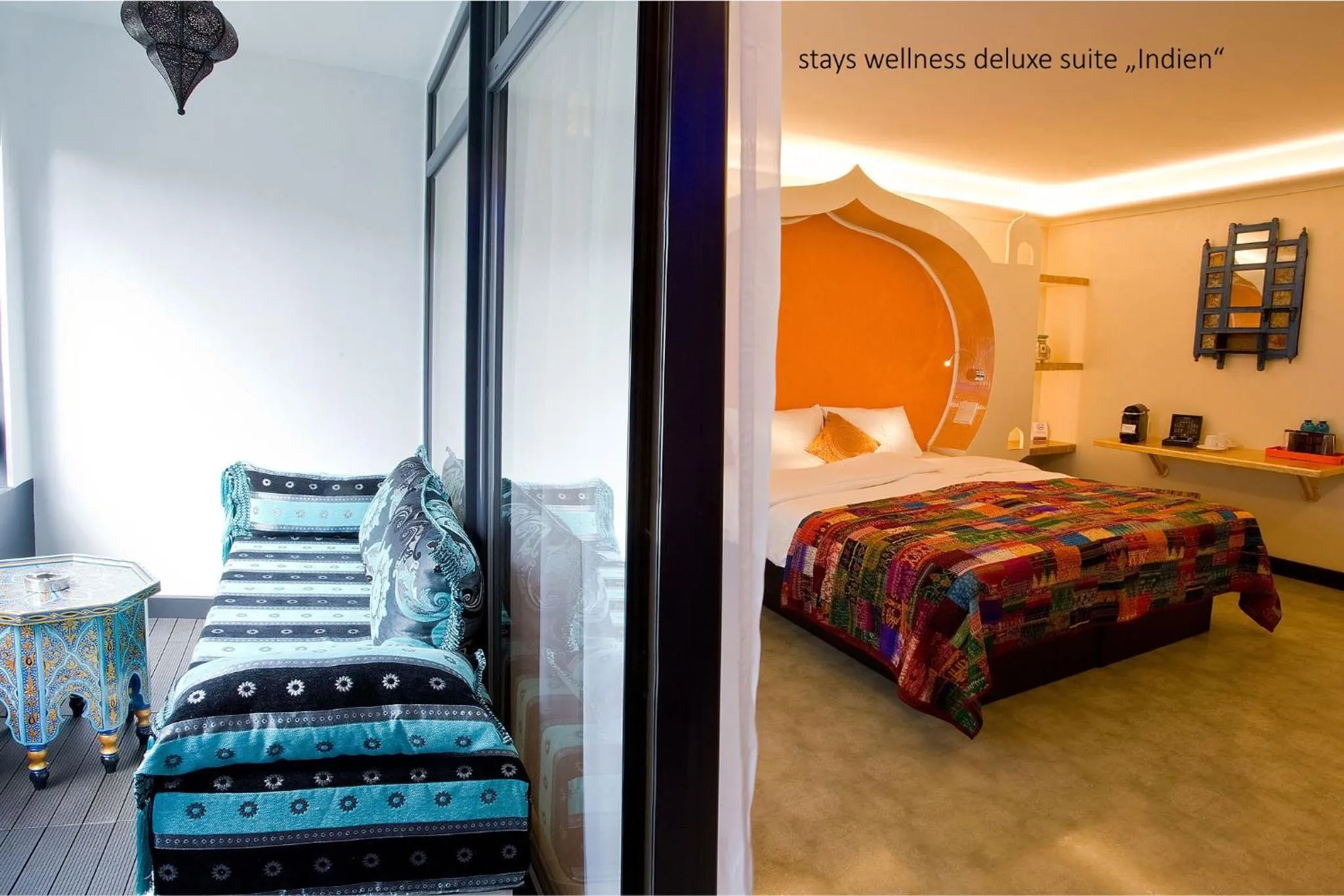 Balcony/Terrace, Bed in PLAZA INN stays design Dortmund