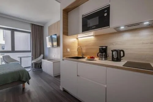 Kitchen or kitchenette in Lagrange Apart'Hôtel Antibes Olympie