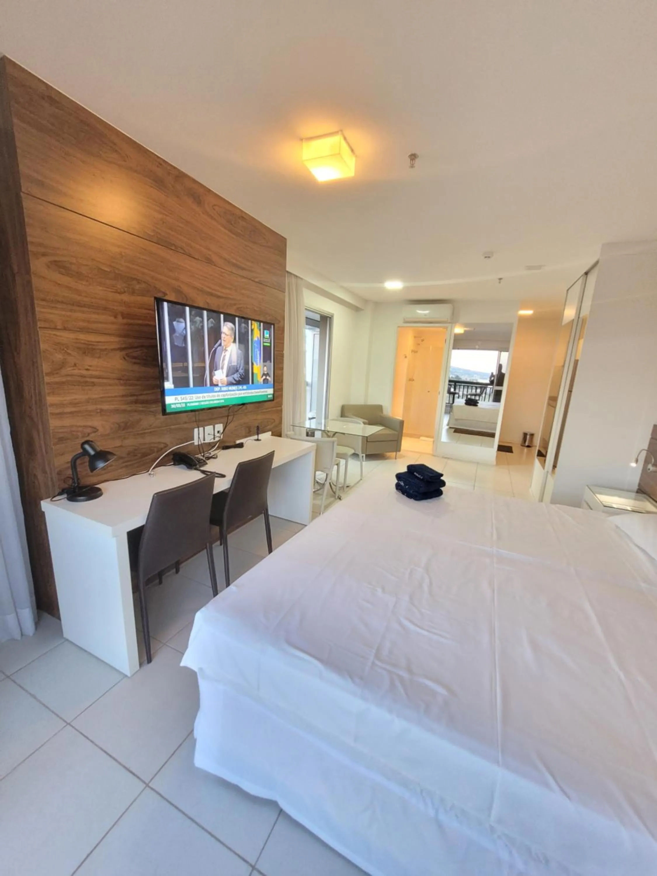 Communal lounge/ TV room, Bed in Flat Vision Executivo Premium By Rei dos Flats