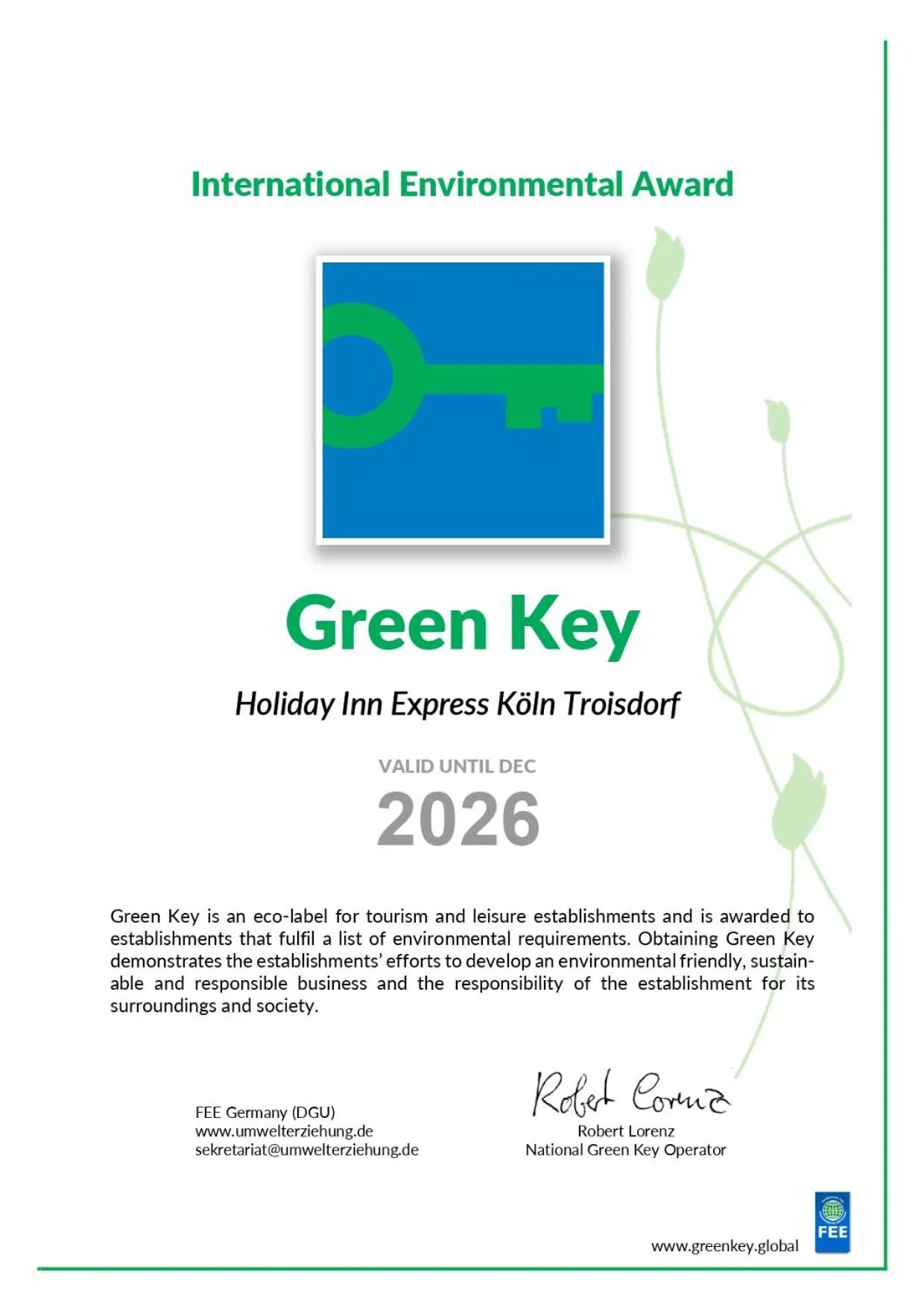 Logo/Certificate/Sign in Holiday Inn Express Cologne Troisdorf by IHG