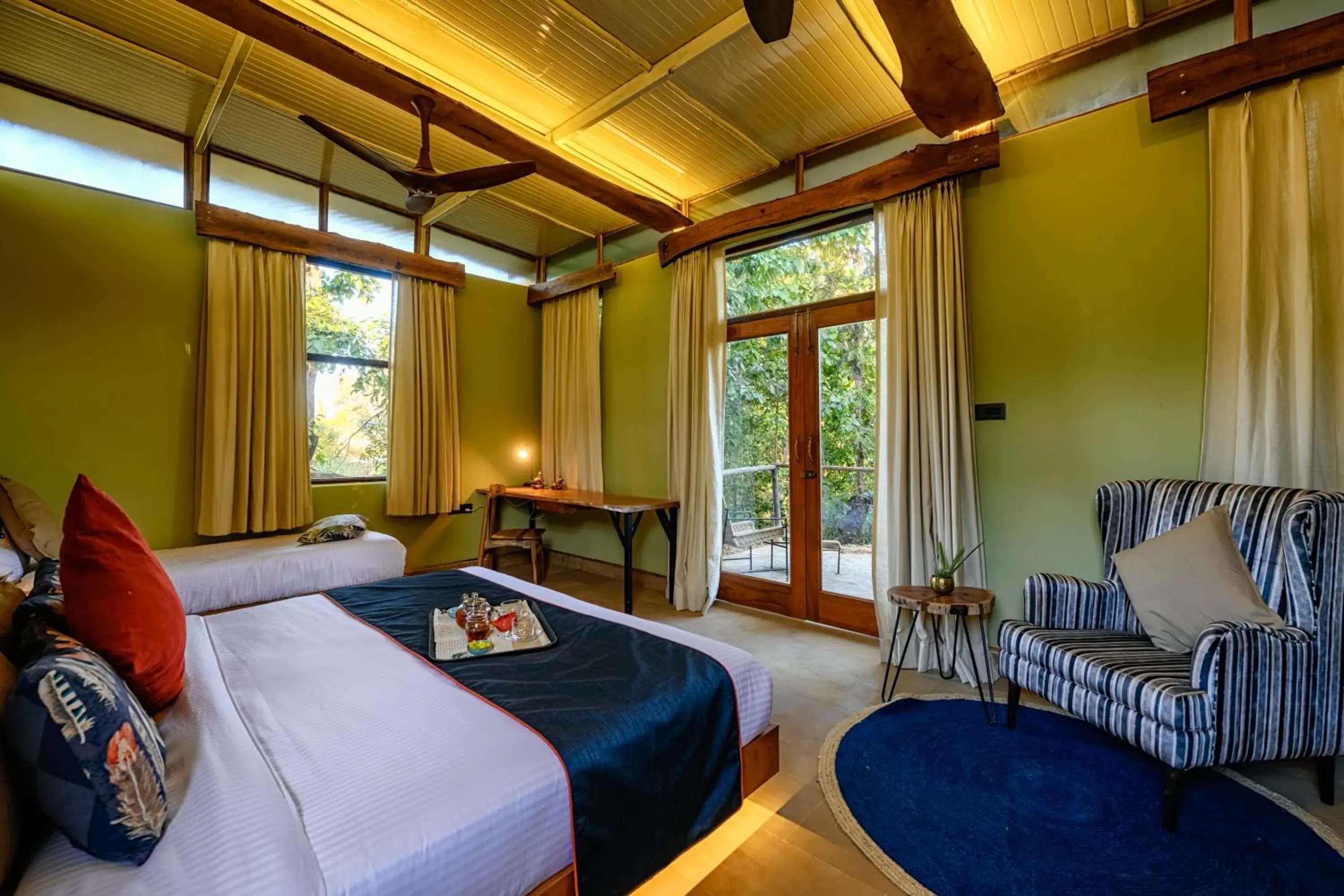 Living room, Bed in Kanha Jungle Camp Living room, Bed in Kanha Jungle Camp