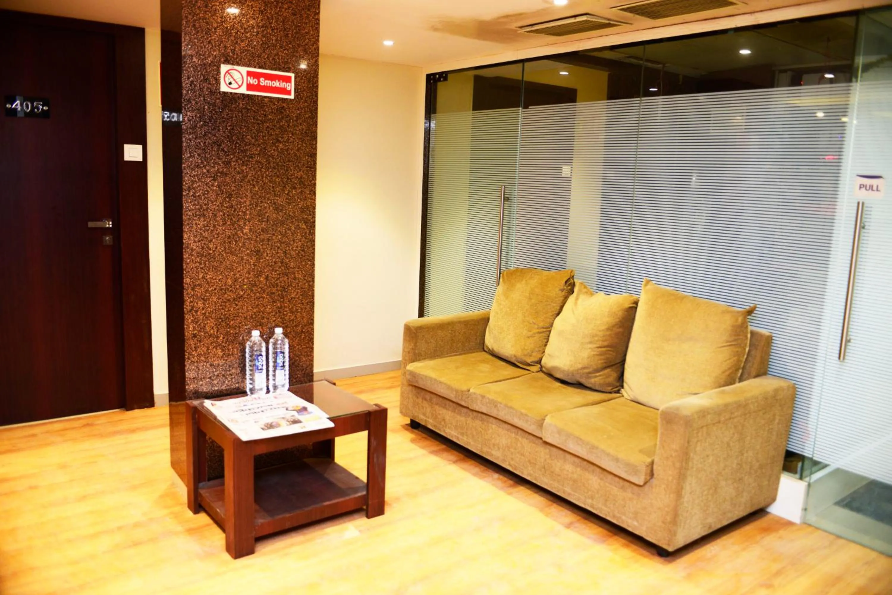 Seating area in Hotel Malad Inn opposite Malad Railway Station
