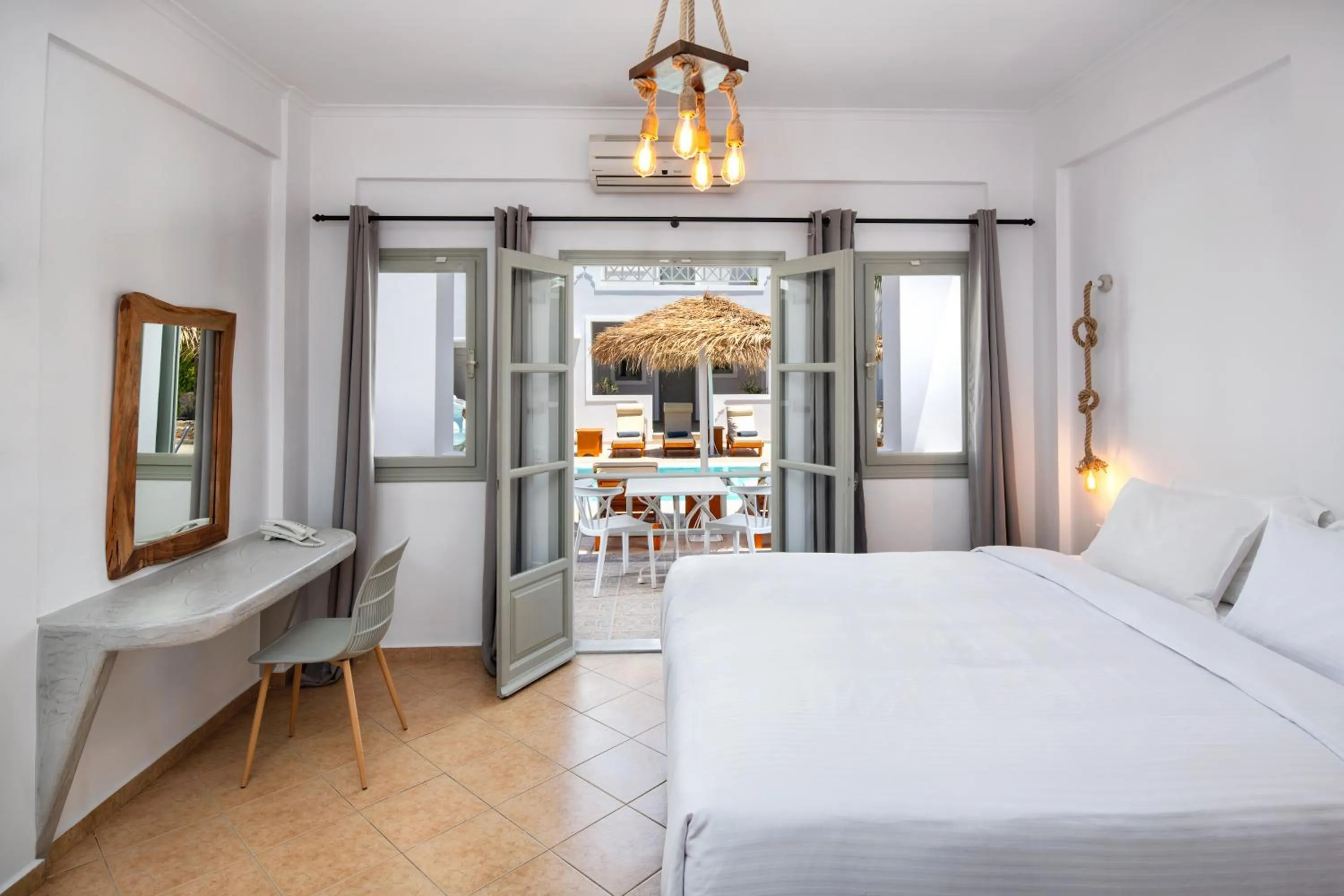 Pool view, Bed in Kalya Suites