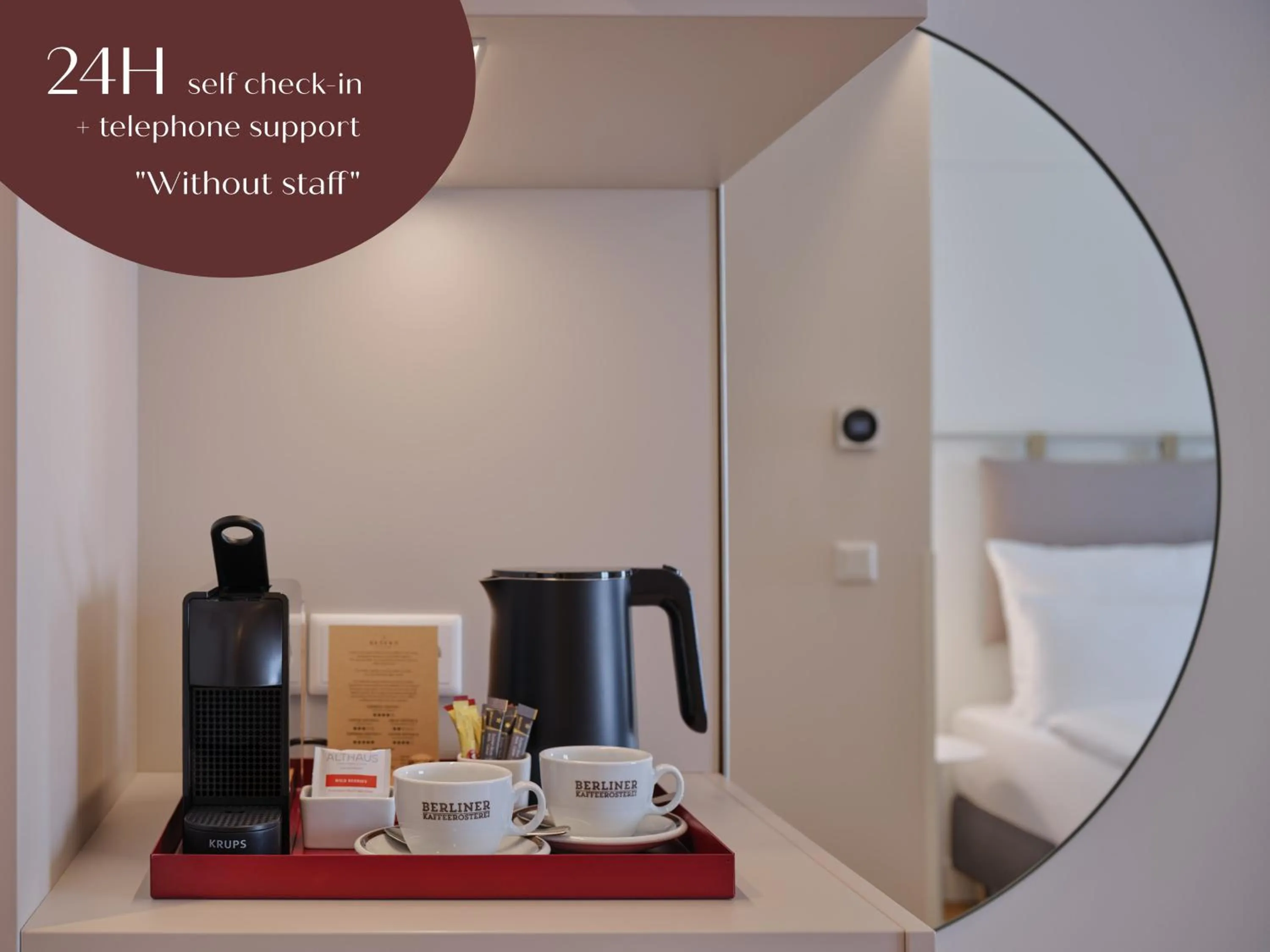 Coffee/tea facilities, Bed in Classik Hotel Hackescher Markt - Self Check In