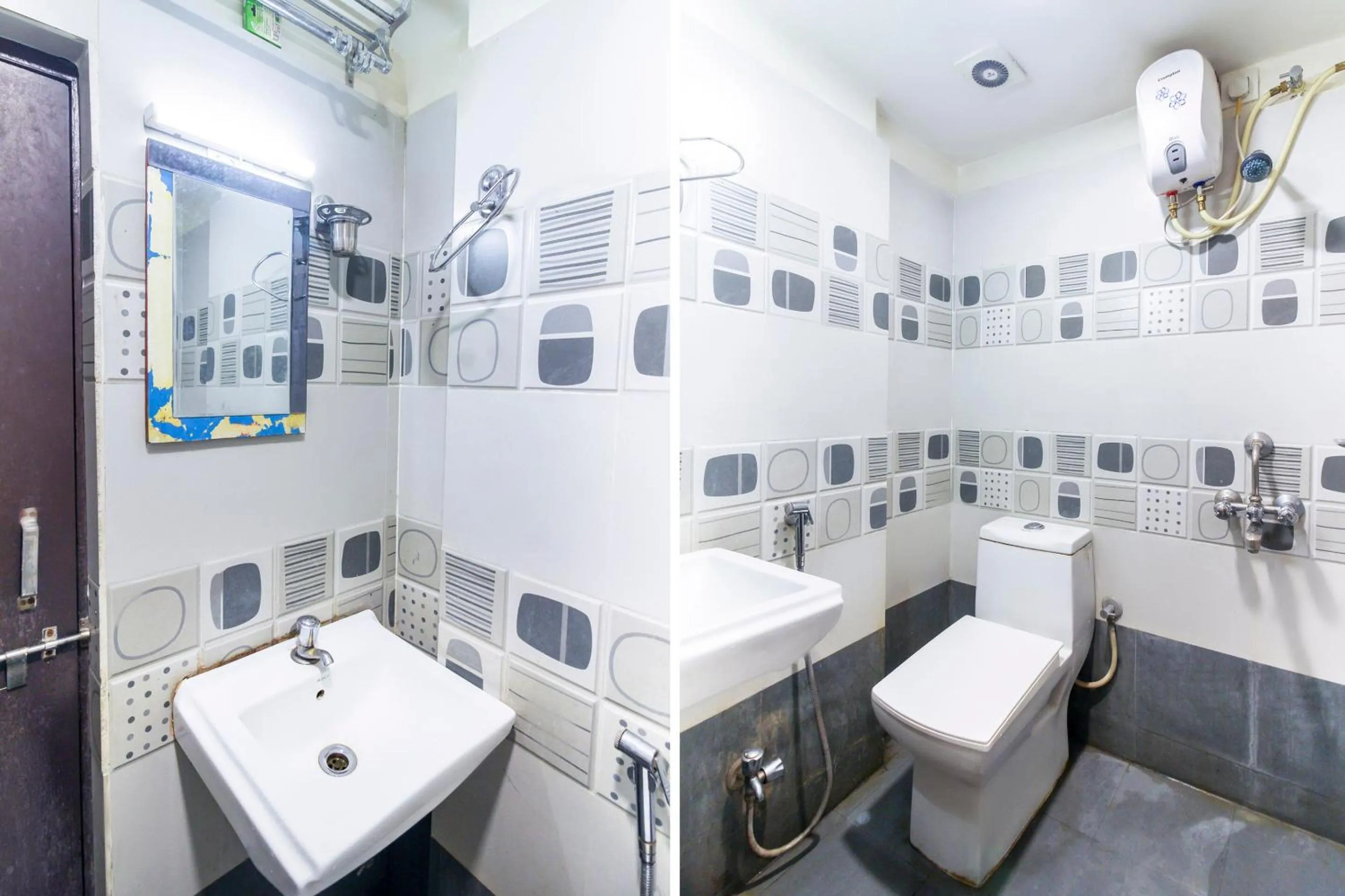 Bathroom in Hotel O Sri Harsha Residency Near JNTU Metro