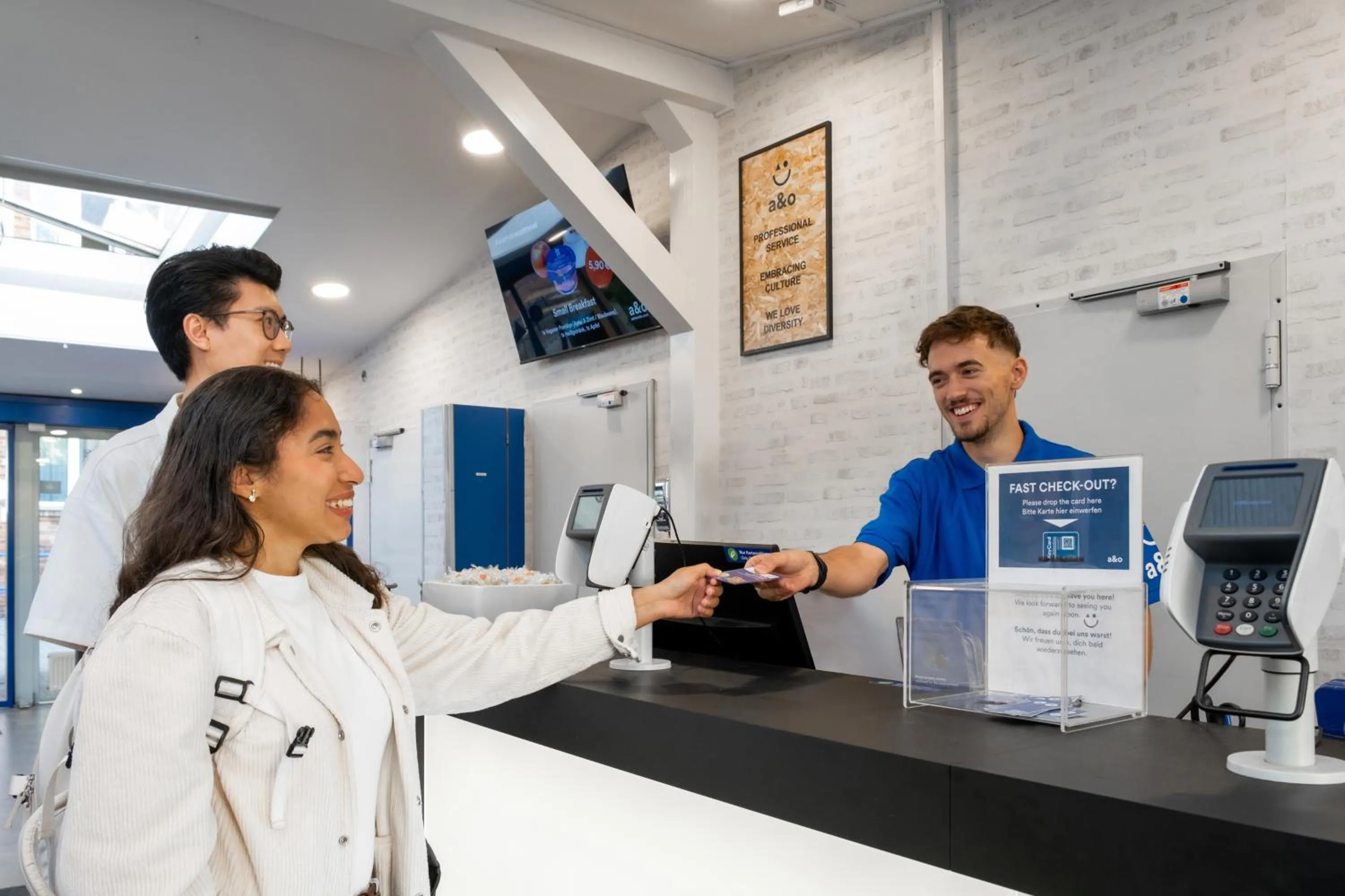 Lobby or reception in a&o Berlin Friedrichshain