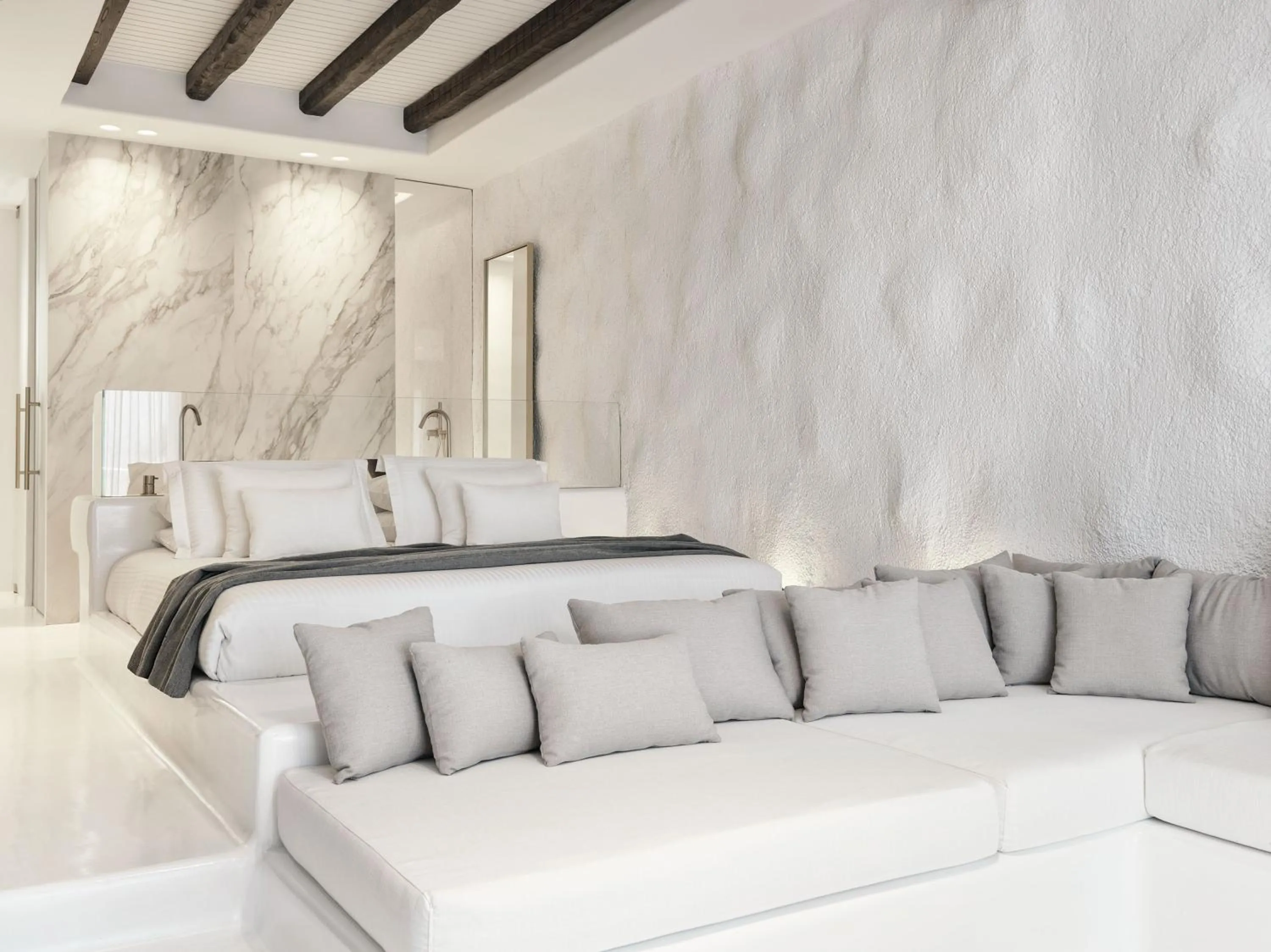 Bedroom, Bed in Mykonos Earth Suites