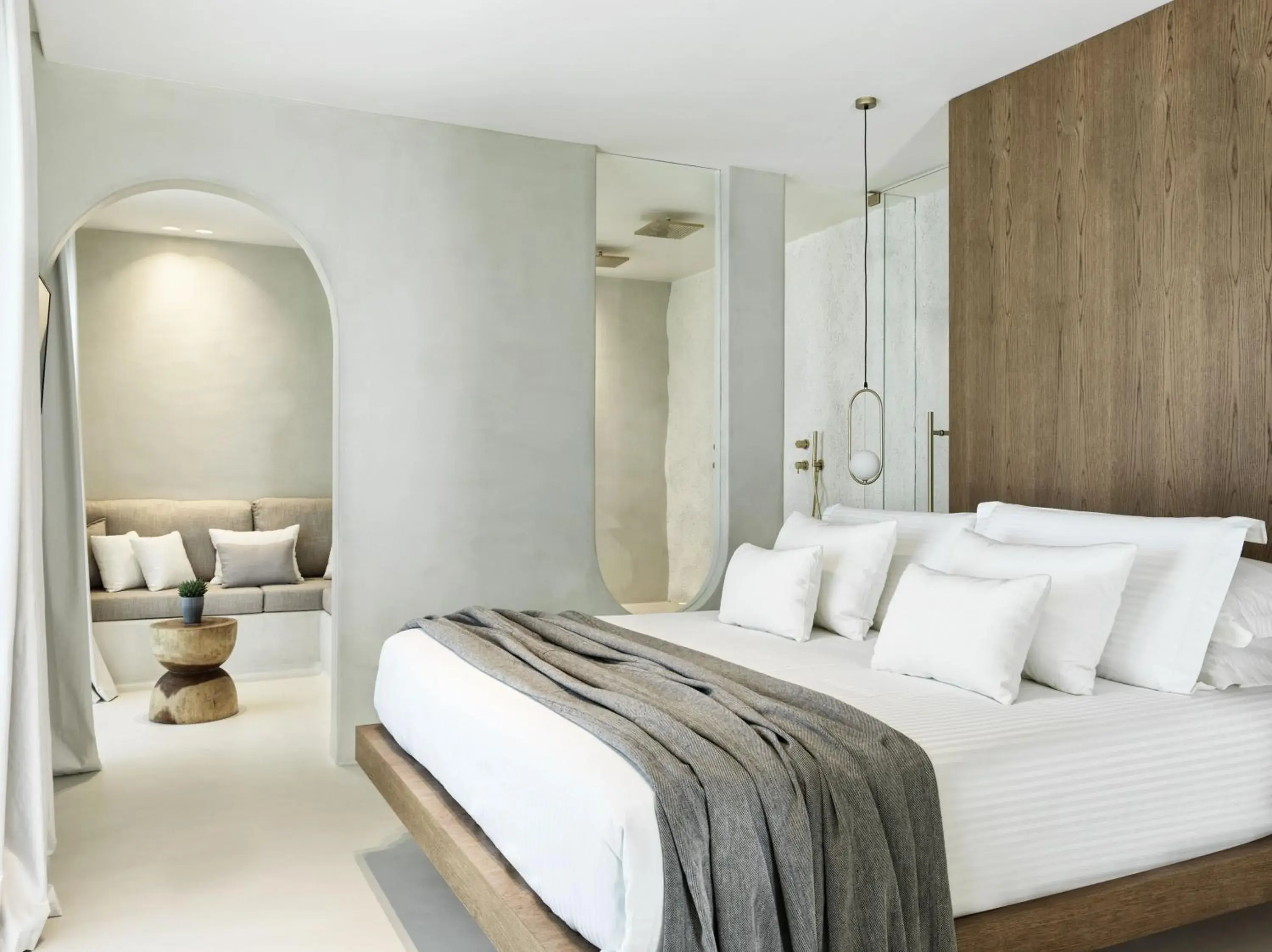 Bed in Mykonos Earth Suites Bed in Mykonos Earth Suites