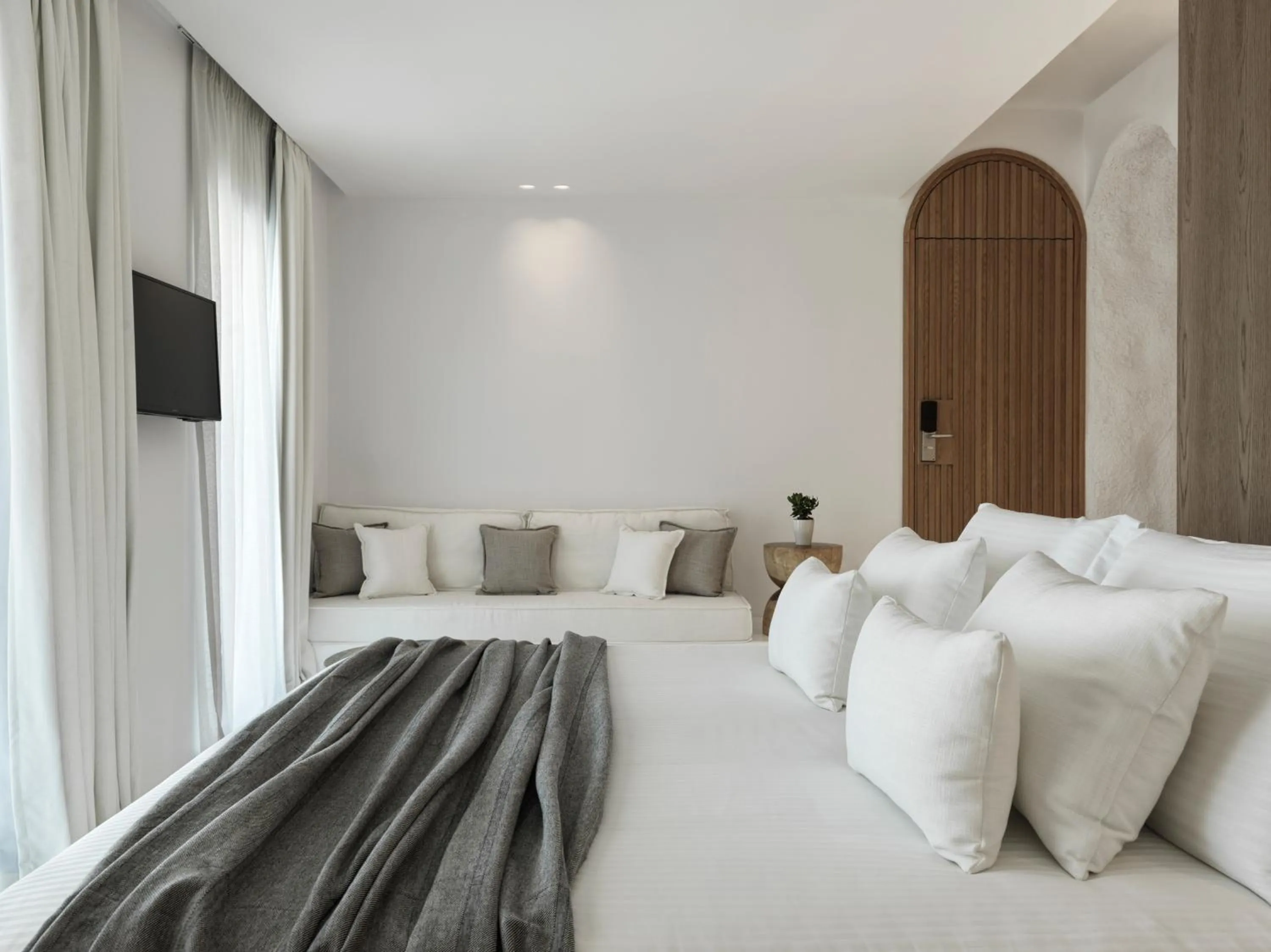 Bedroom, Bed in Mykonos Earth Suites