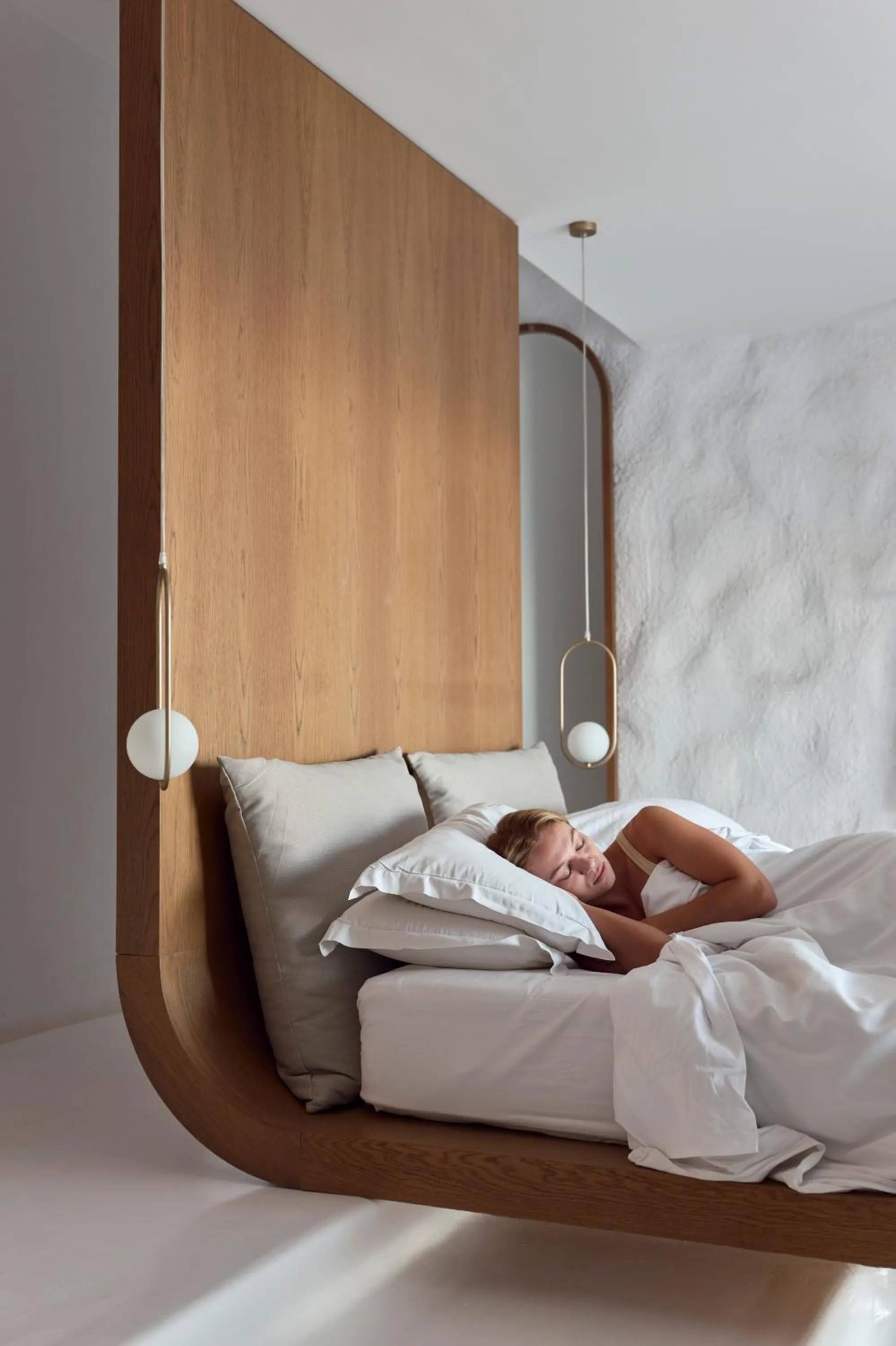 Bed in Mykonos Earth Suites