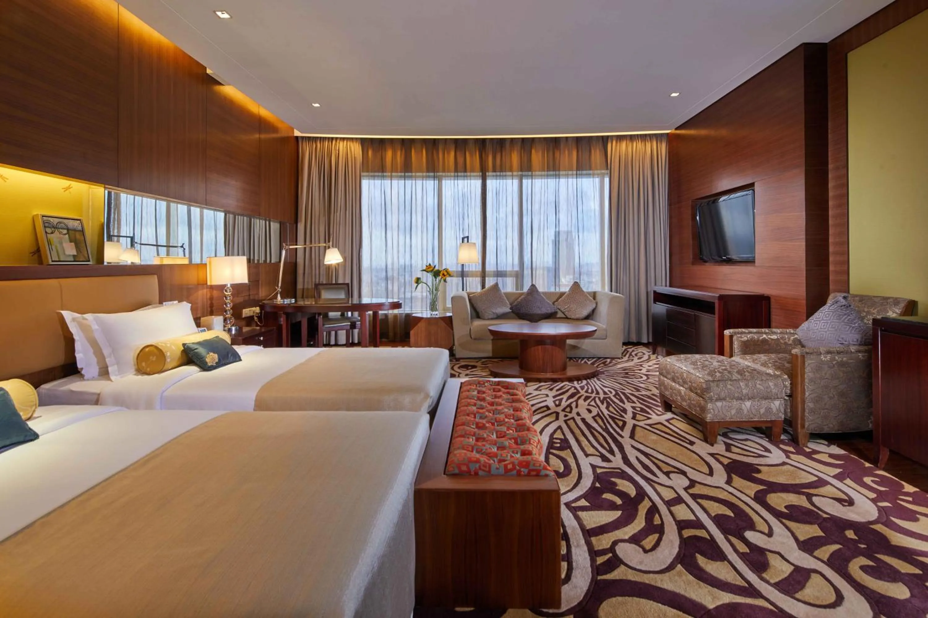 Photo of the whole room, Bed in HJ International Hotel