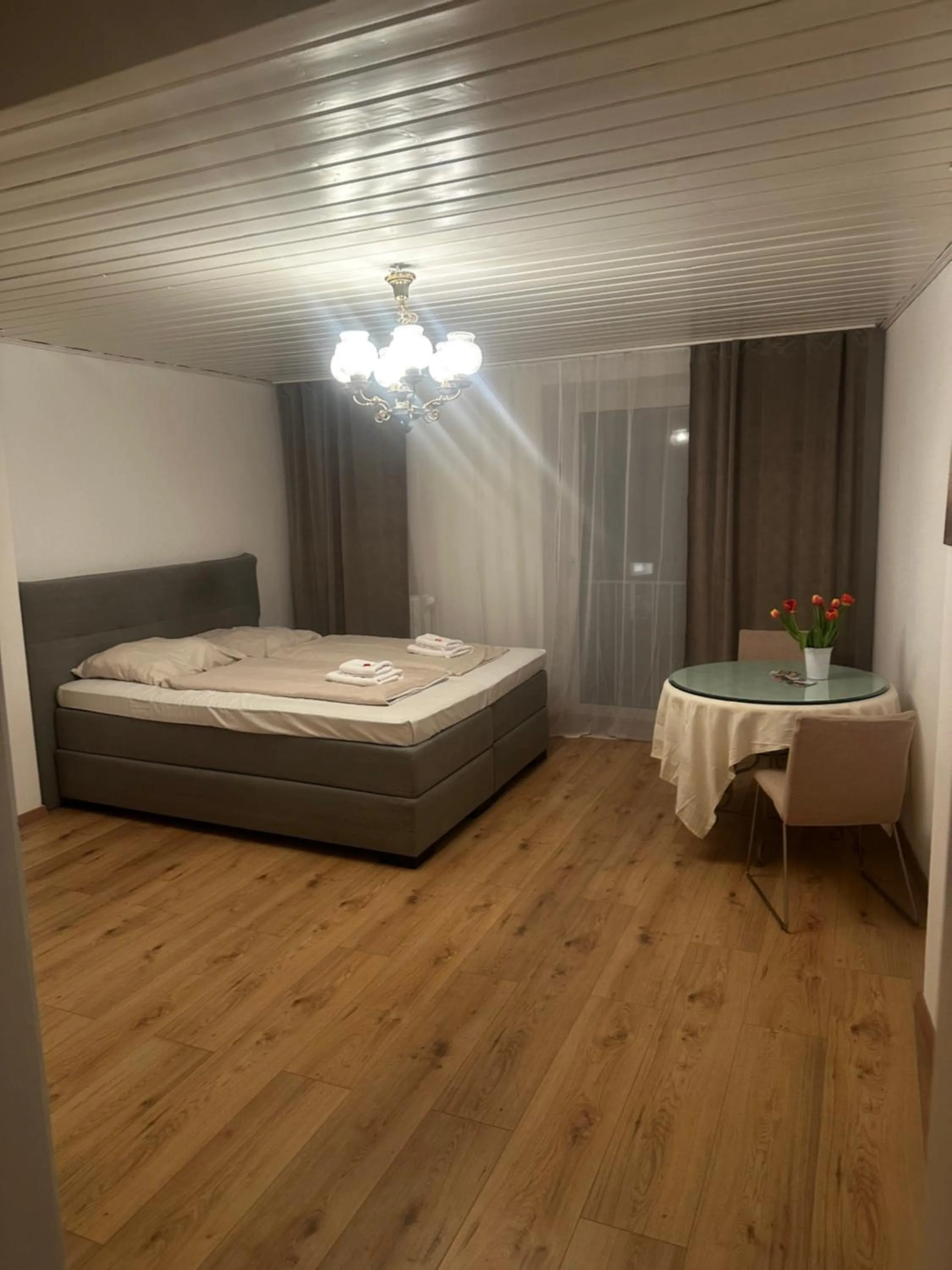 View (from property/room), Bed in Pension Seibel