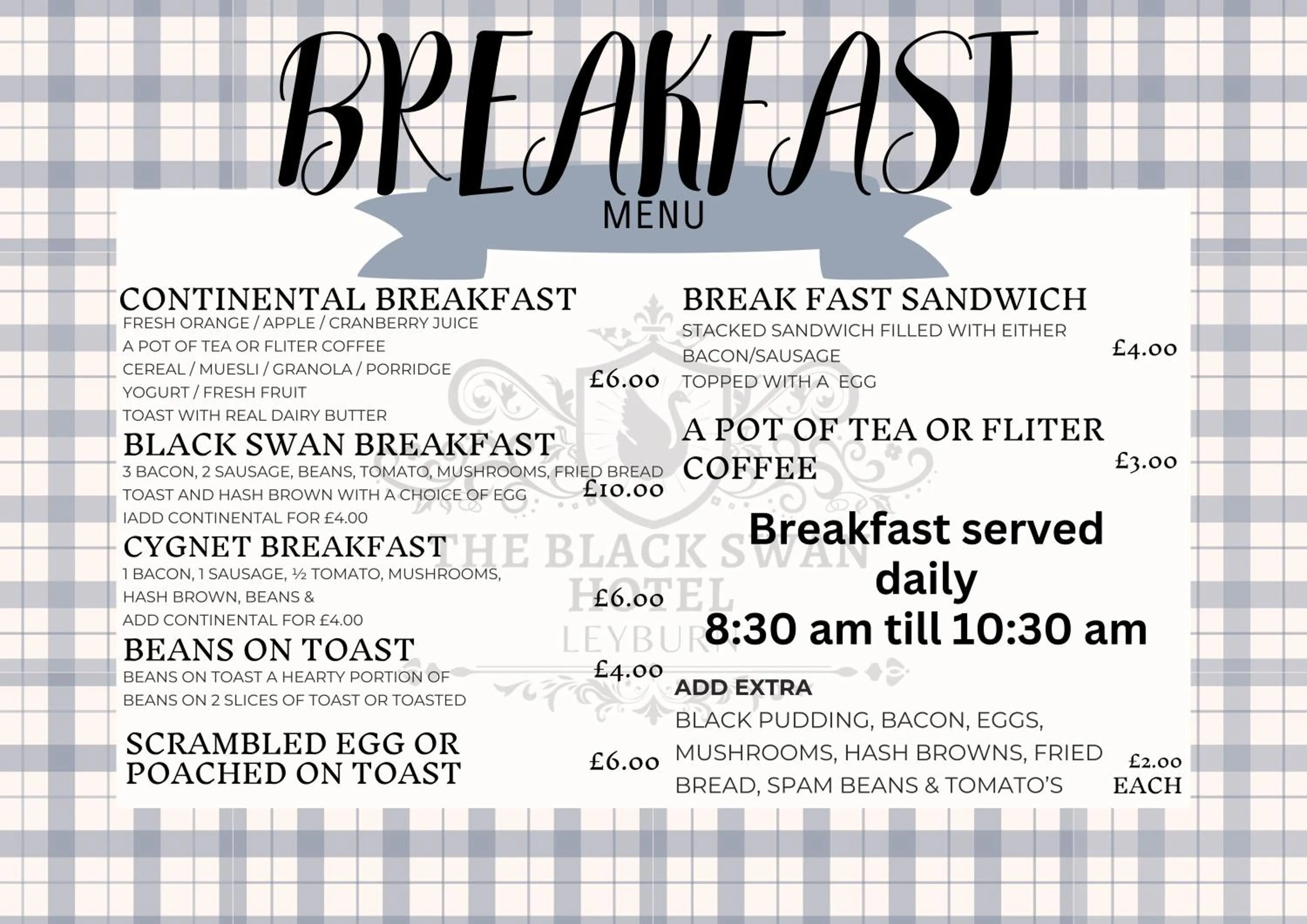 Breakfast in The Black Swan Hotel