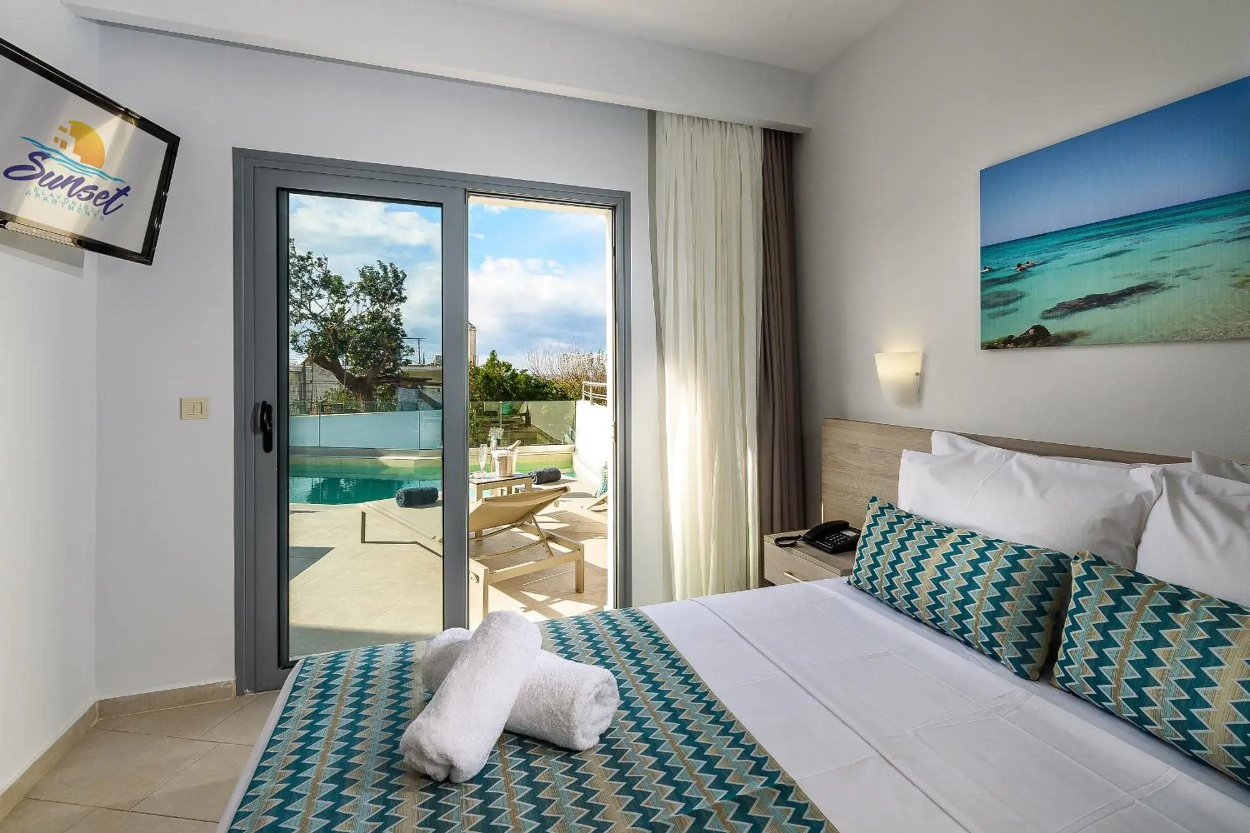 Balcony/Terrace, Bed in Sunset Elafonisi Apartments Balcony/Terrace, Bed in Sunset Elafonisi Apartments