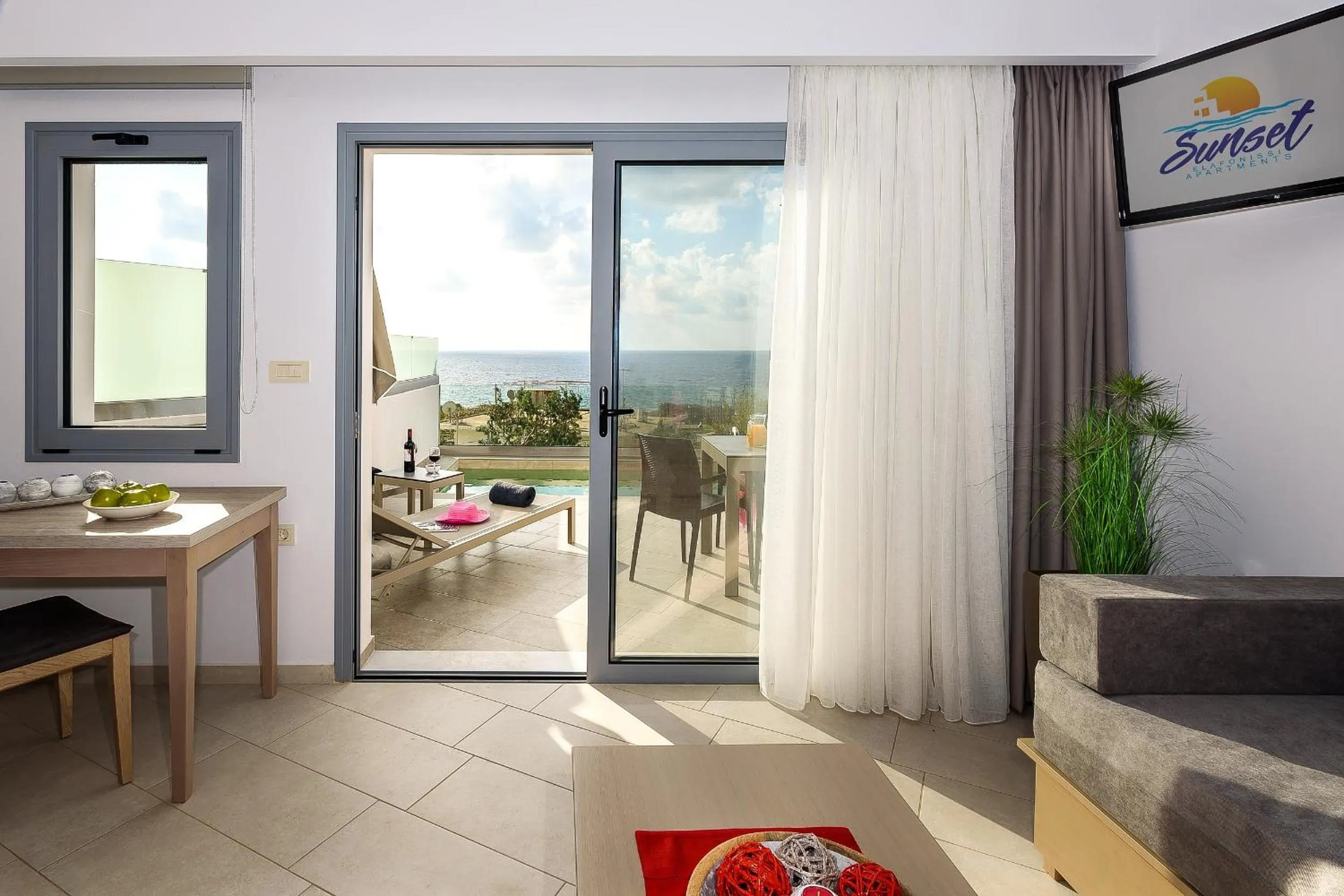 Seating area in Sunset Elafonisi Apartments