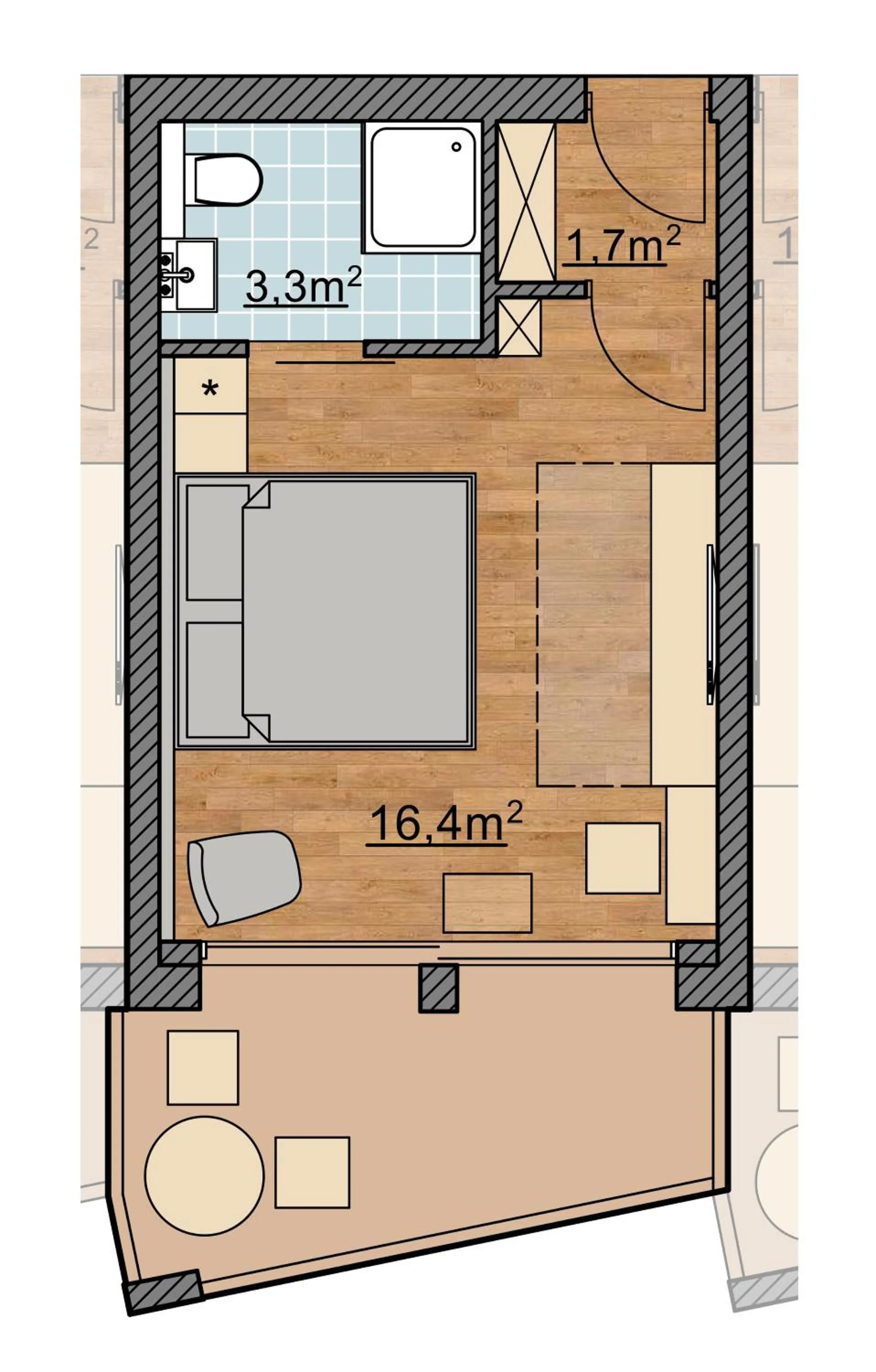 Floor plan, Bed in Seehotel am Hallstättersee modern rooms
