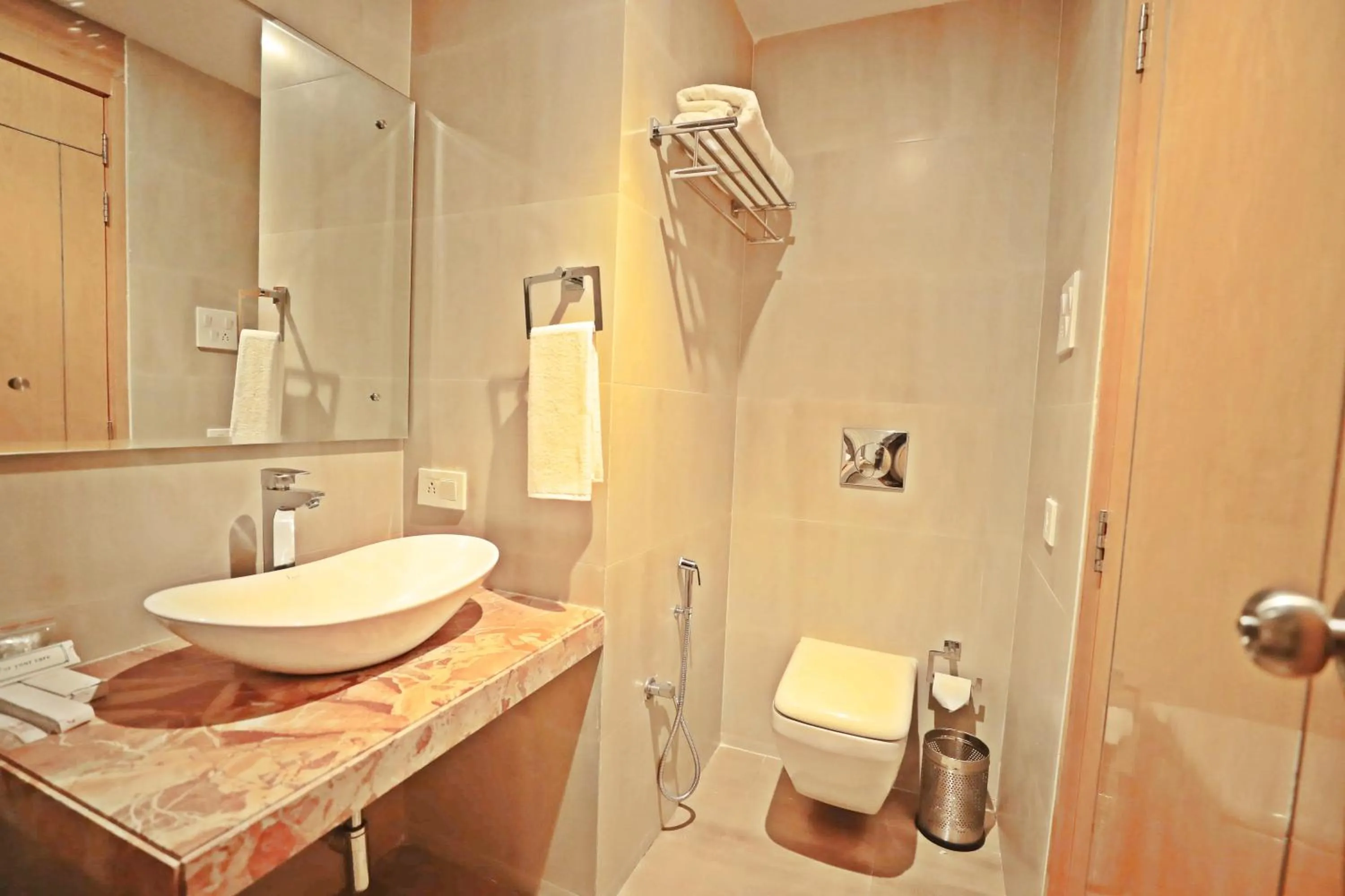 Bathroom in Bindiram Express by ShriGo Hotels
