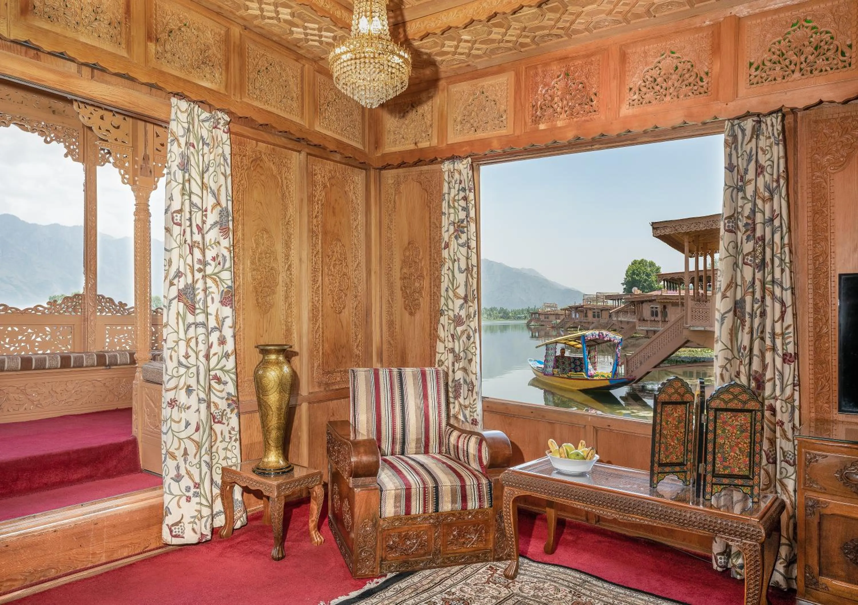 Seating area in WelcomHeritage Gurkha Houseboats