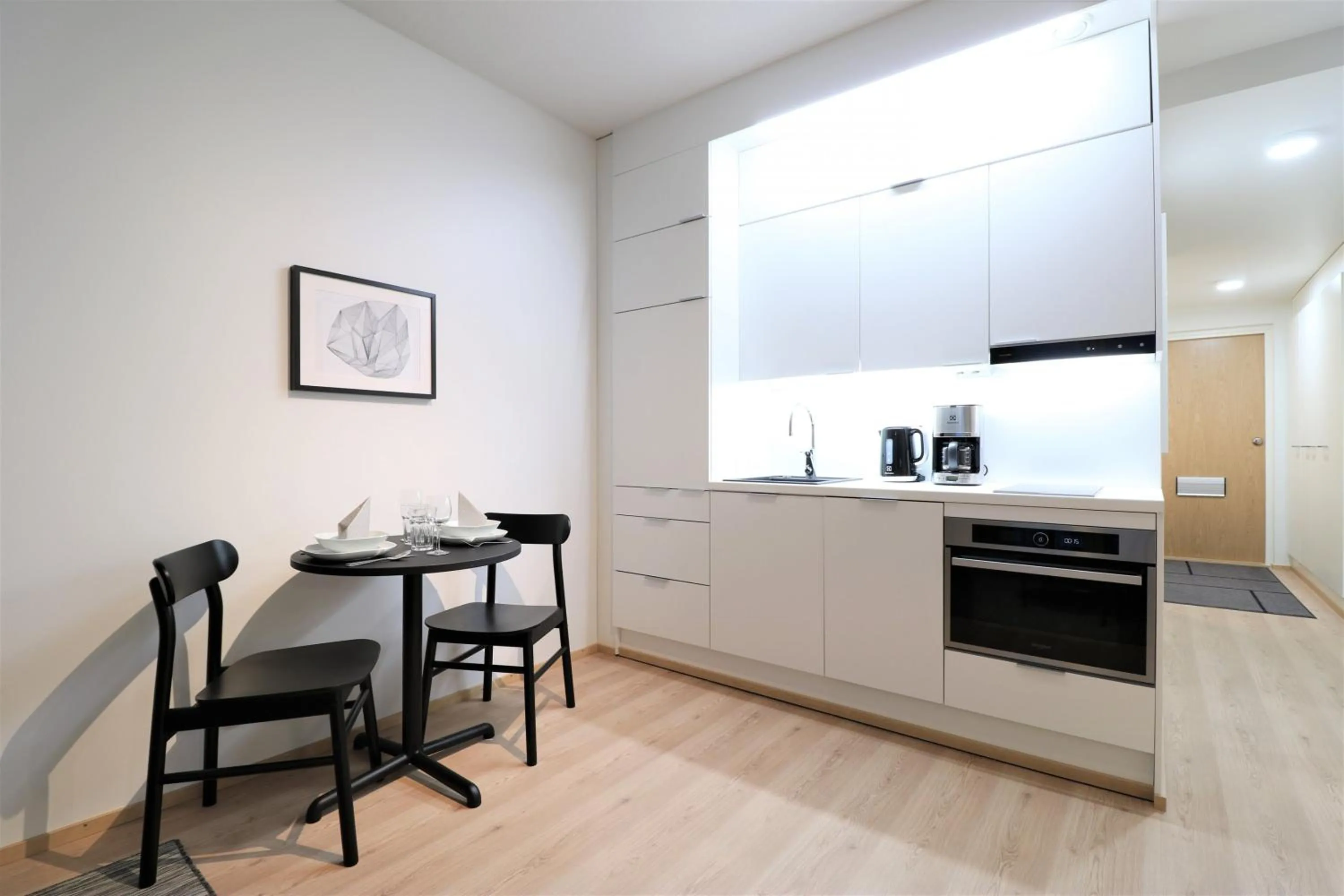 Kitchen or kitchenette in Forenom Aparthotel Tampere Kaleva