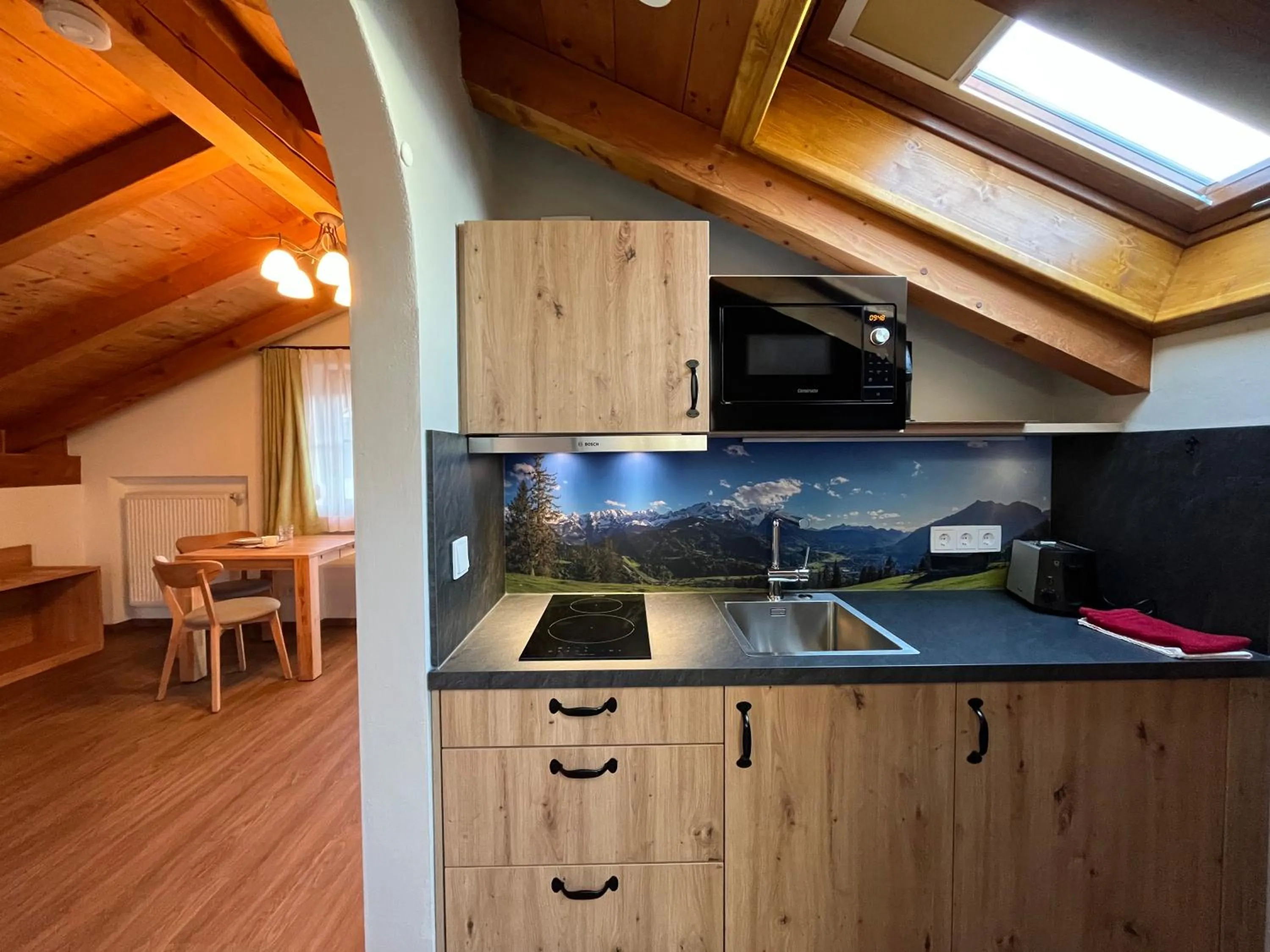 Kitchen or kitchenette in Hotel Garni Brunnthaler