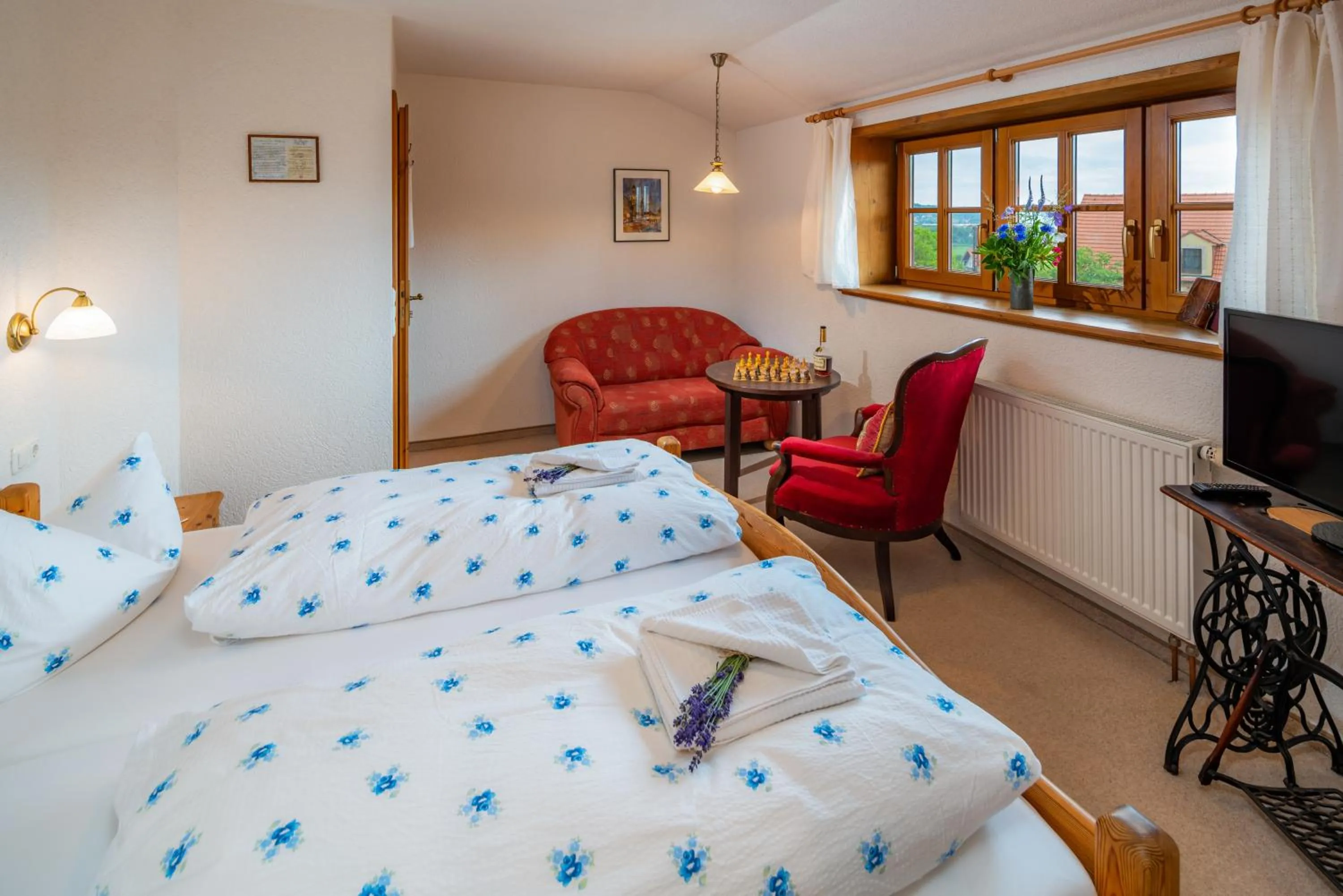 Photo of the whole room, Bed in Landhotel Gut Wildberg mit Sauna