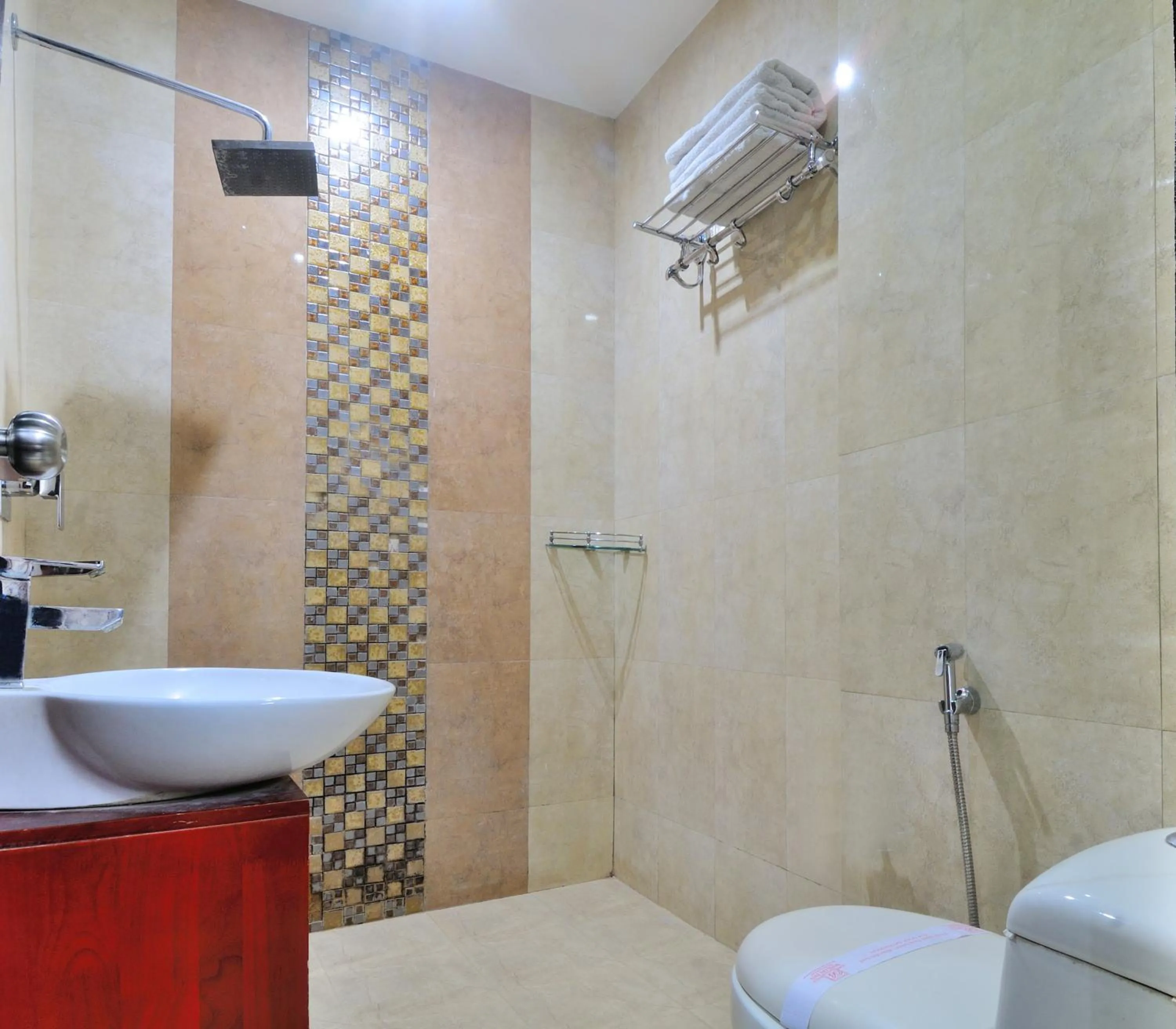 Shower in THE BONLON INN-NEAR BLK HOSPITAL