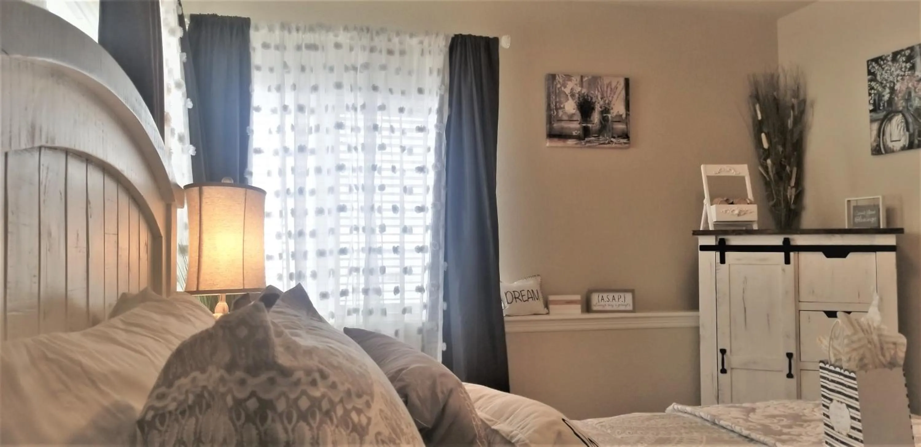 Bedroom, Bed in Peak Valley Manor, a Modern Farmhouse