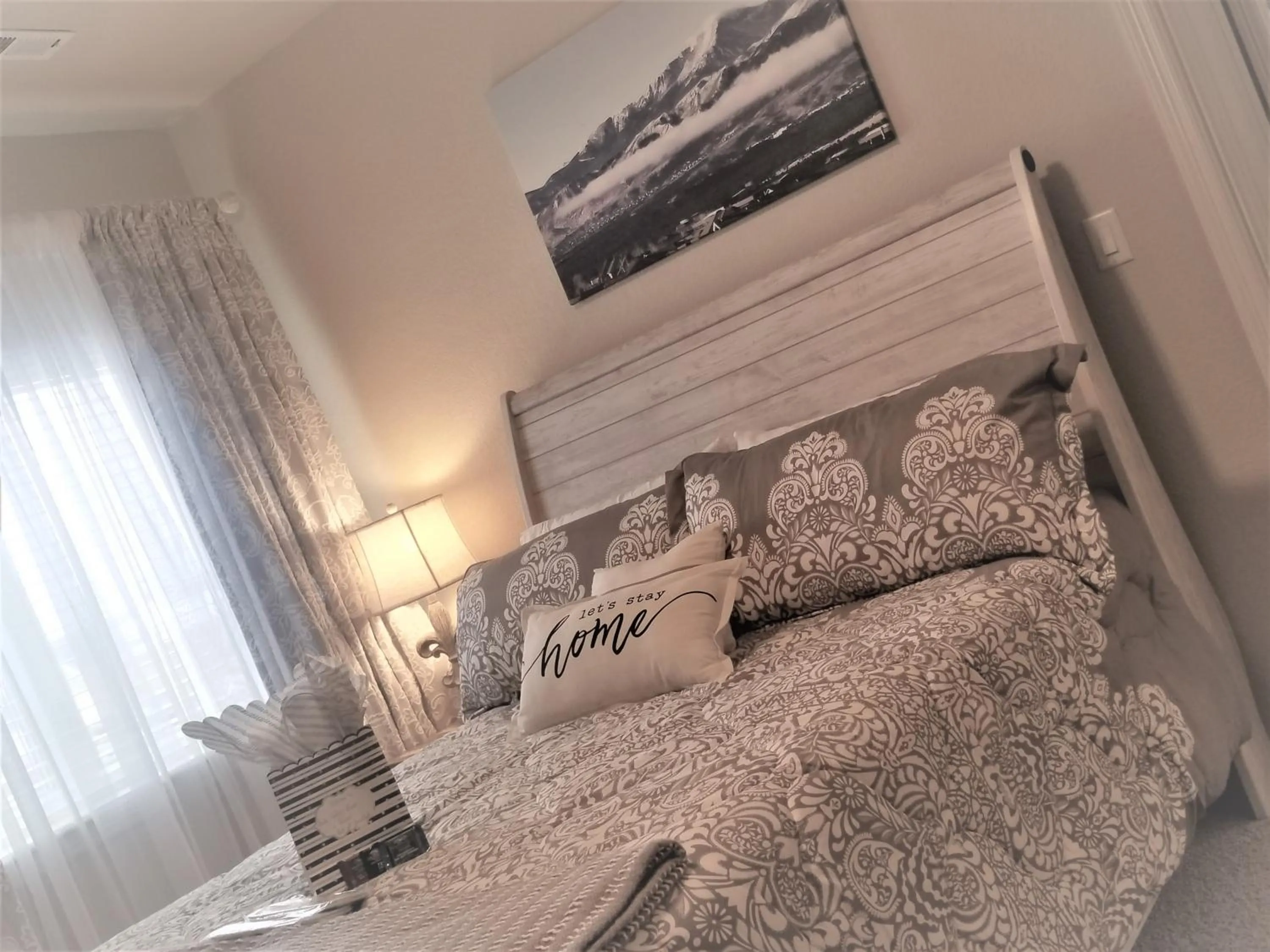 Bedroom, Bed in Peak Valley Manor, a Modern Farmhouse