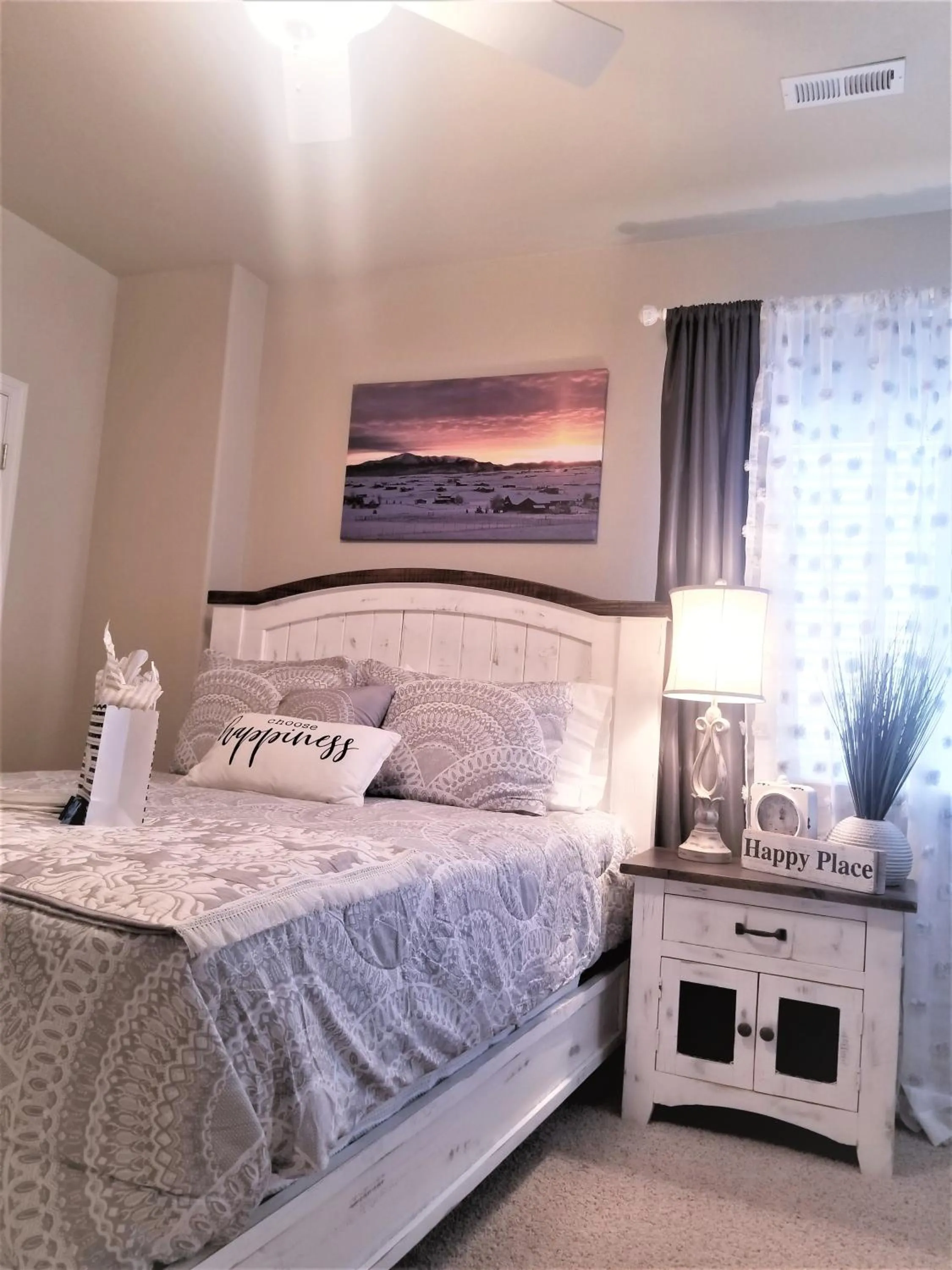 Bedroom, Bed in Peak Valley Manor, a Modern Farmhouse
