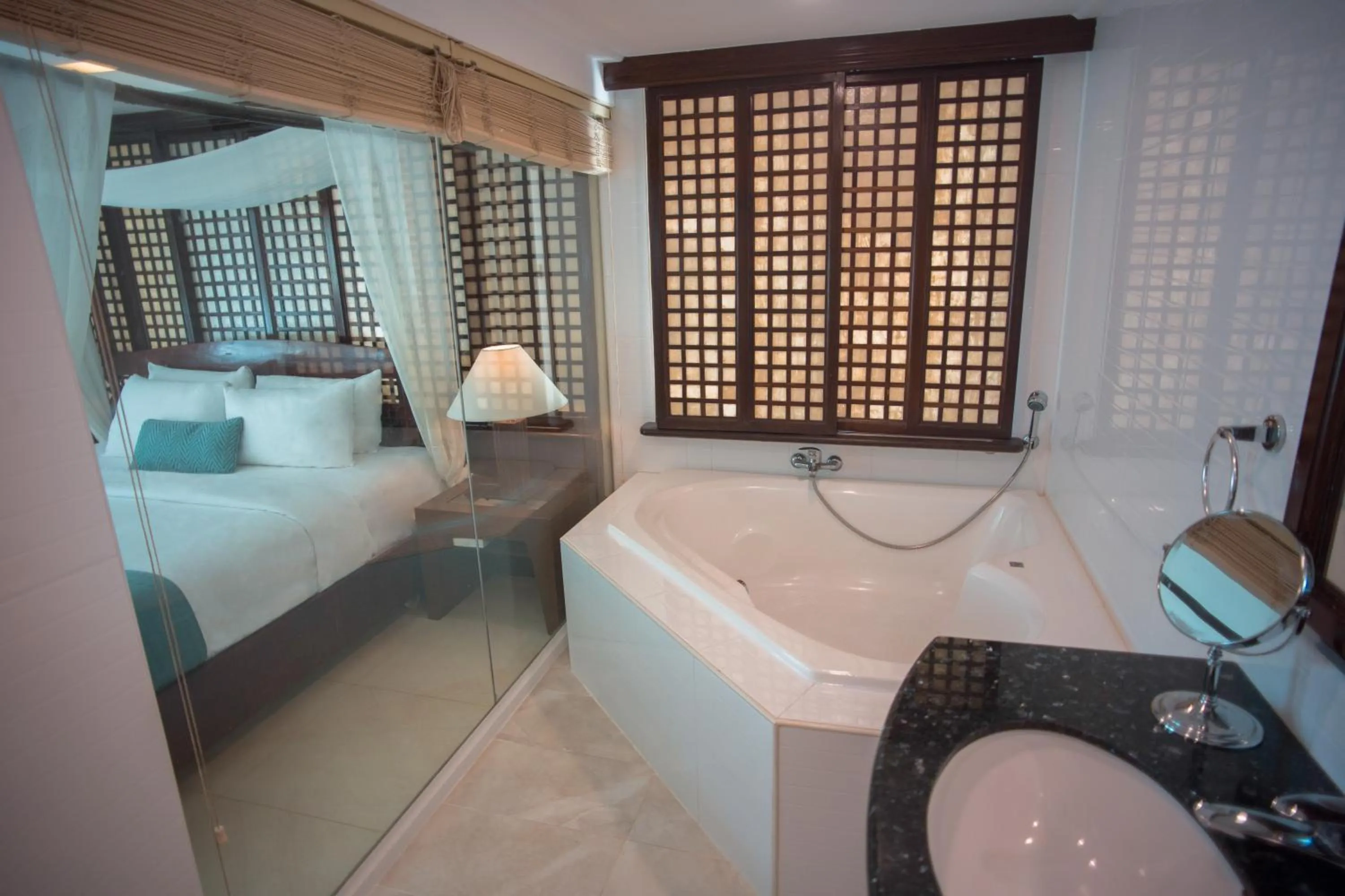 Bathroom, Bed in Boracay Mandarin Island Hotel