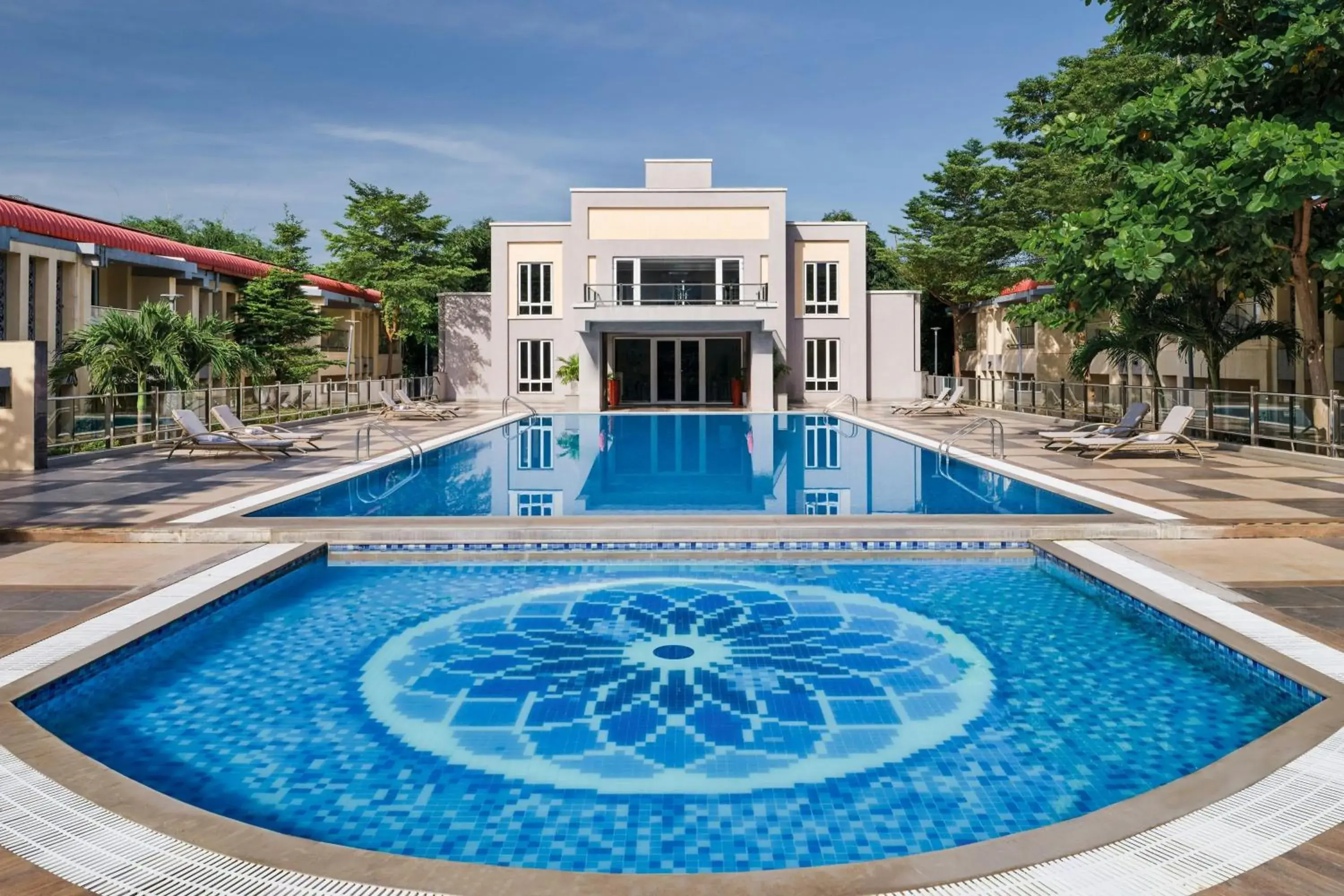 Swimming pool in The Fern Sardar Sarovar Resort Kevadia, Gujarat, Series by Marriott Swimming pool in The Fern Sardar Sarovar Resort Kevadia, Gujarat, Series by Marriott