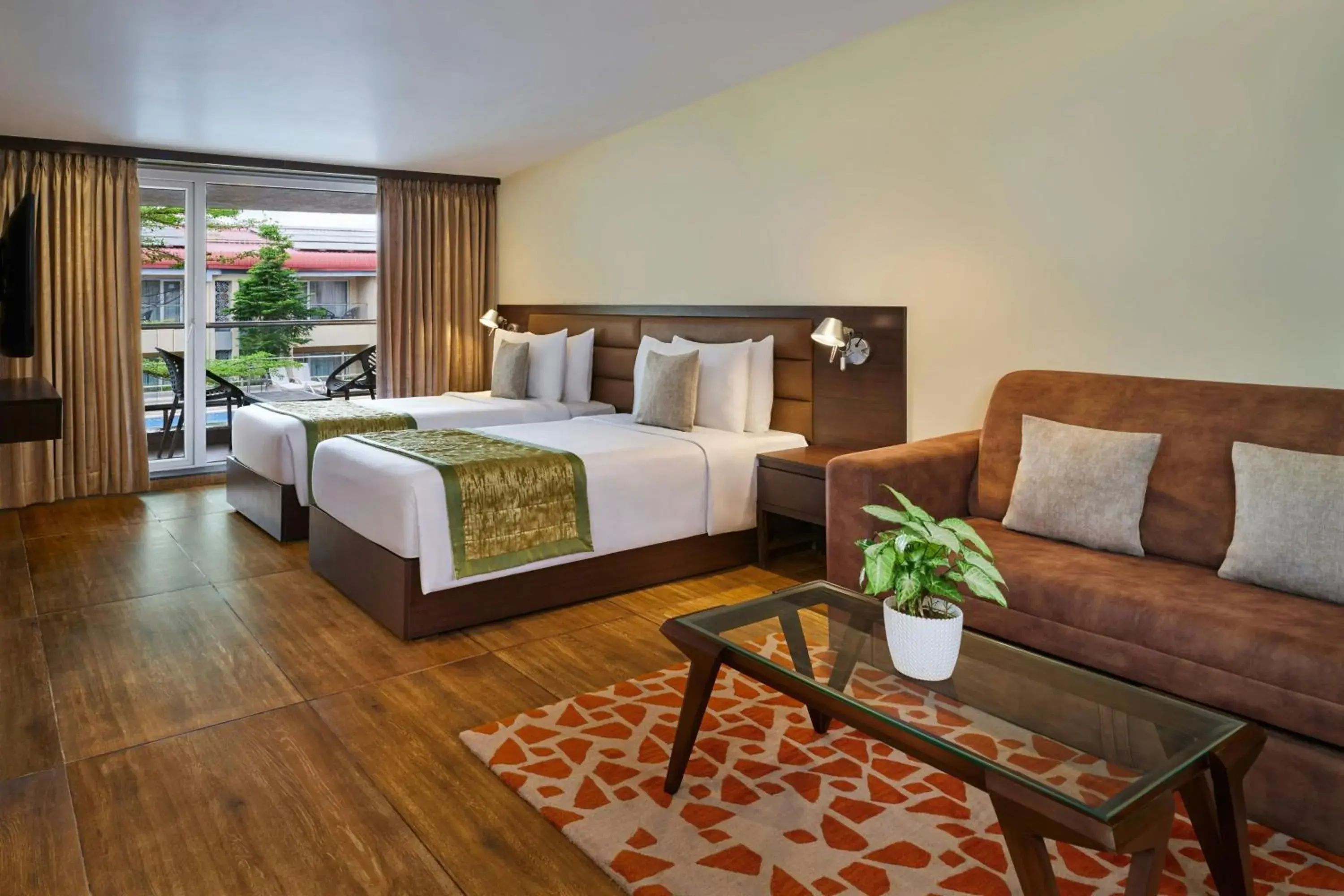 Winter Green Premium Twin Room with Garden View in The Fern Sardar Sarovar Resort Kevadia, Gujarat, Series by Marriott Winter Green Premium Twin Room with Garden View in The Fern Sardar Sarovar Resort Kevadia, Gujarat, Series by Marriott