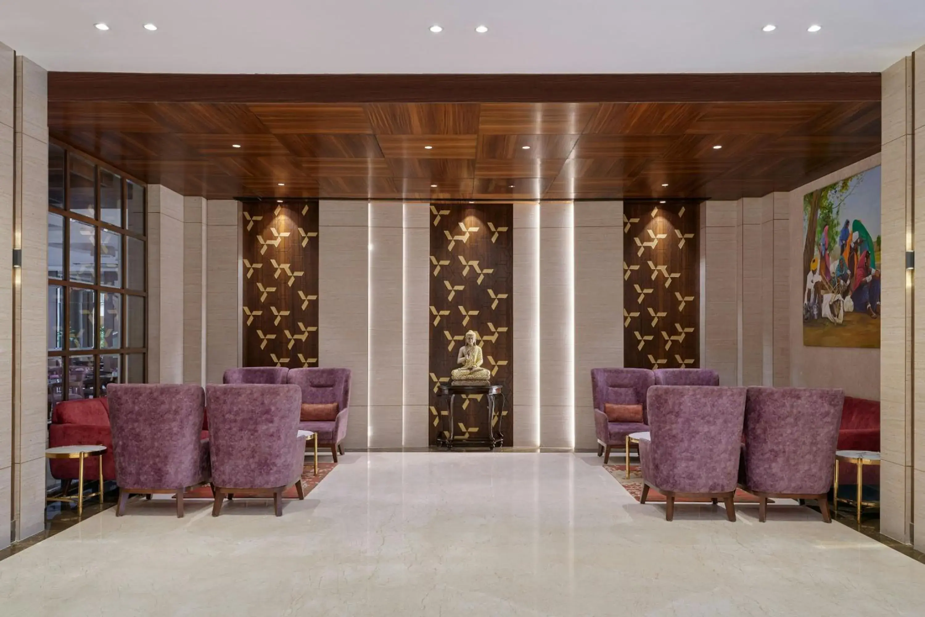 Lobby or reception in The Fern Sardar Sarovar Resort Kevadia, Gujarat, Series by Marriott Lobby or reception in The Fern Sardar Sarovar Resort Kevadia, Gujarat, Series by Marriott
