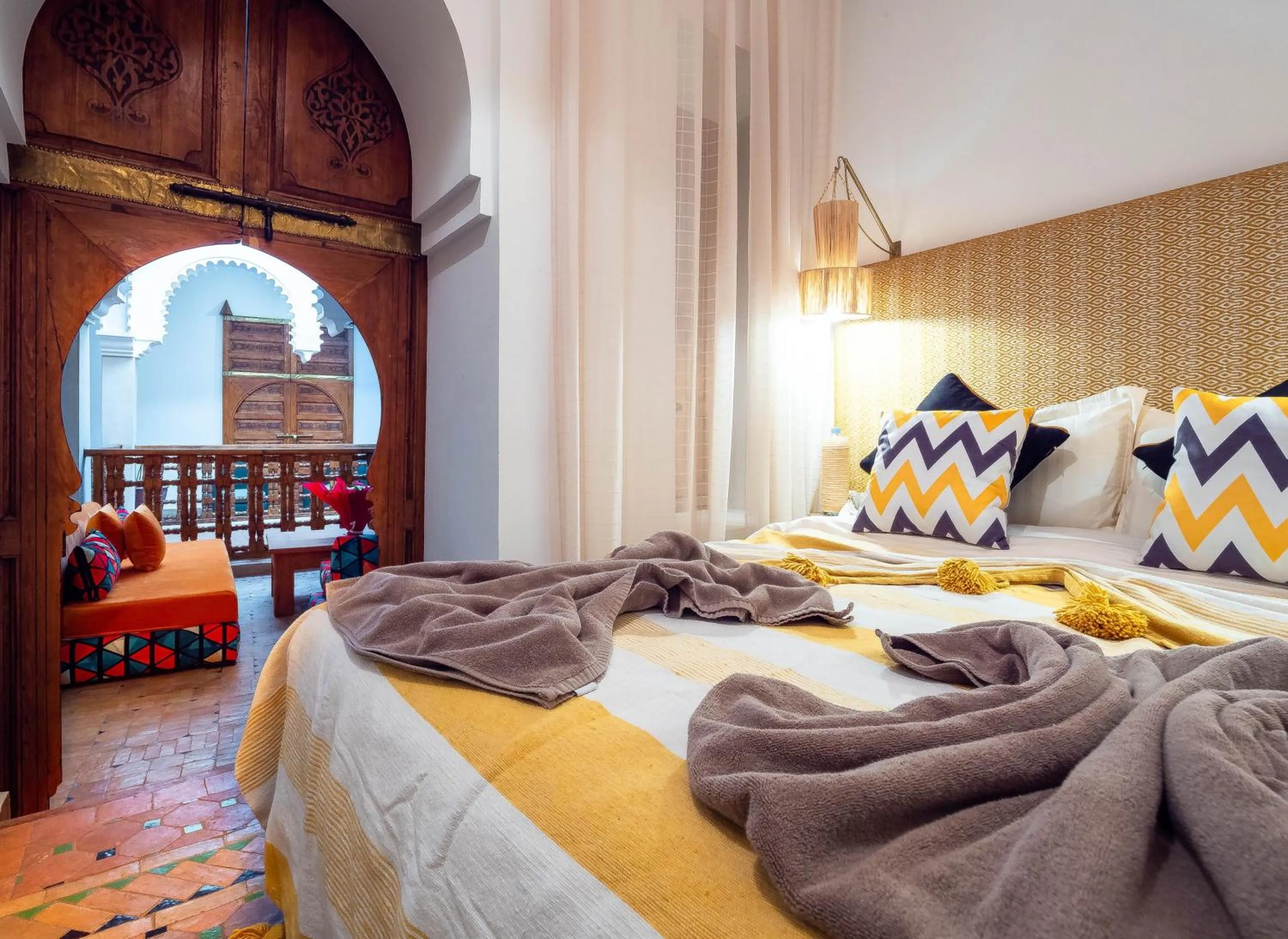 Bed in Riad La Croix Berbere Deluxe